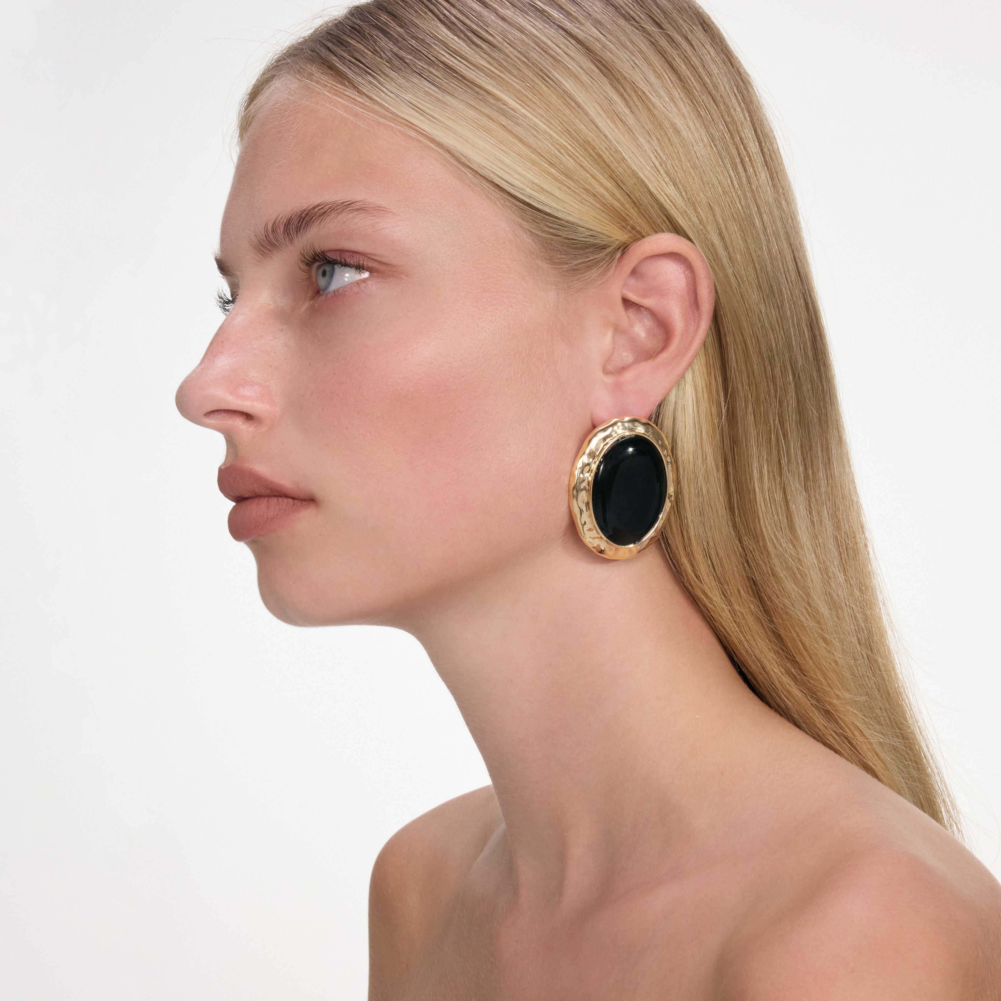 Self Portrait Hammered Gold Black Ohrringe Schwarz