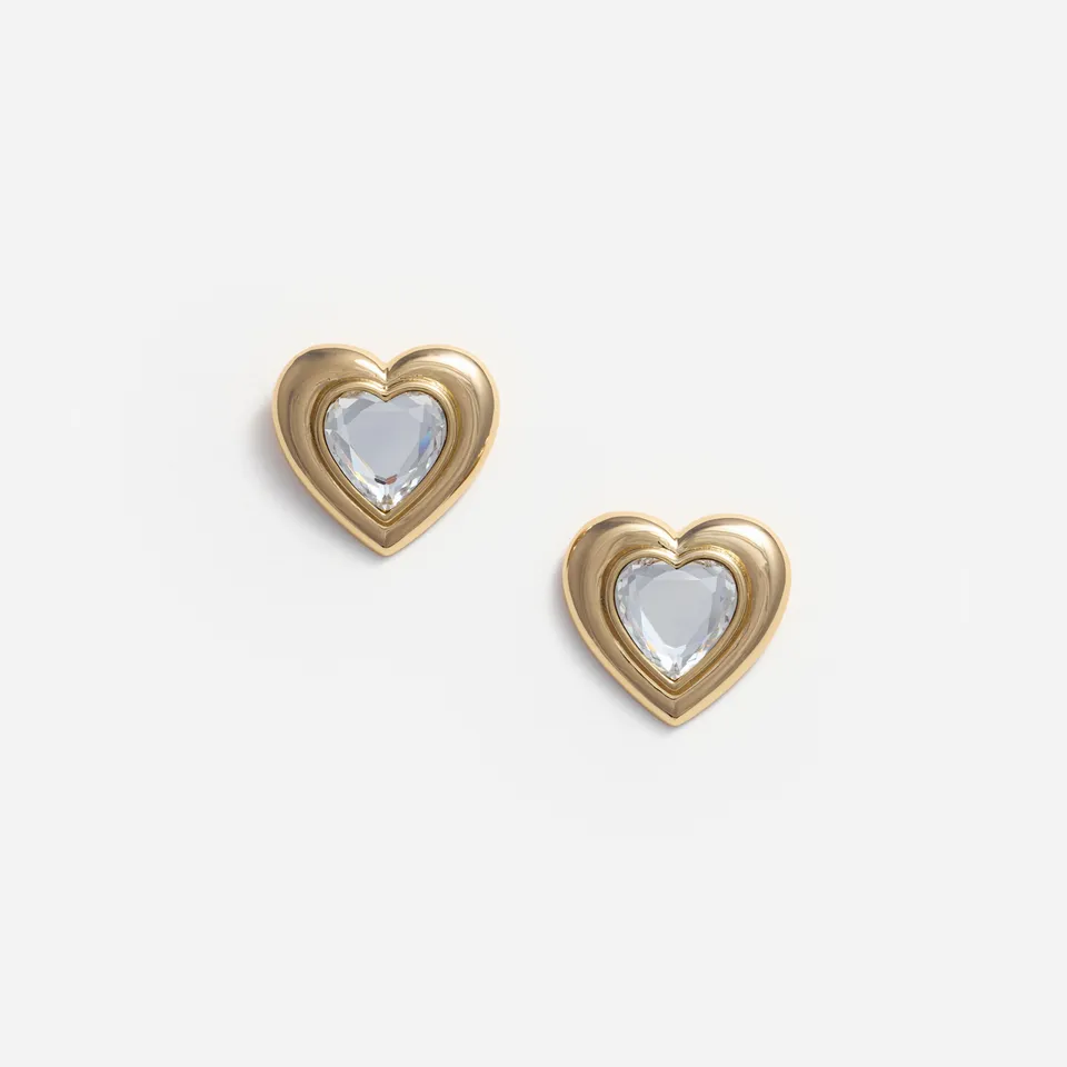 Self Portrait Gold Crystal Heart Ohrringe Gold Herz