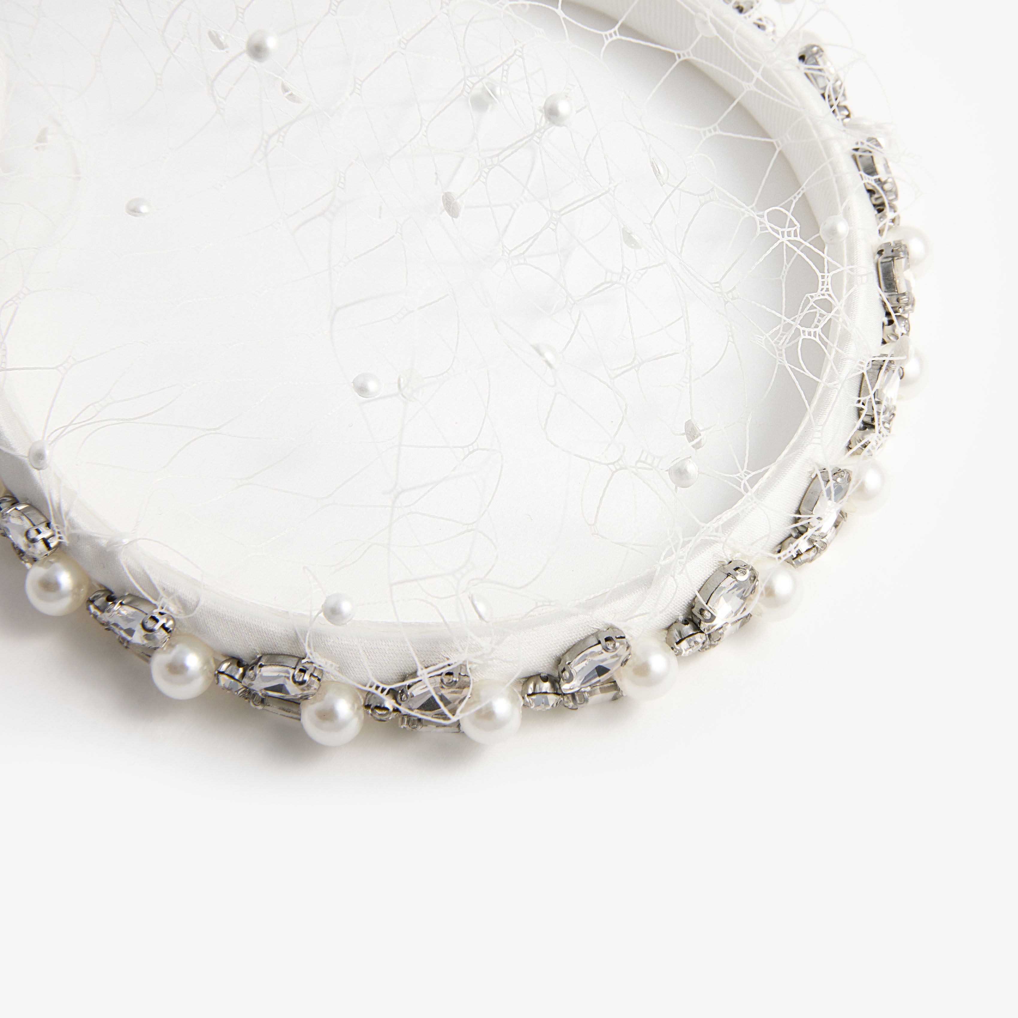 Self Portrait Hair Accessories Pearl Satin Haarreif Weiß
