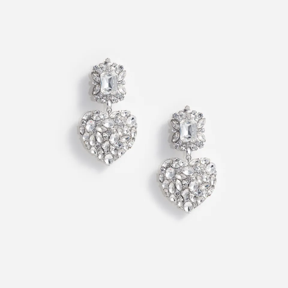 Self Portrait Crystal Heart Ohrringe Silber Kristall