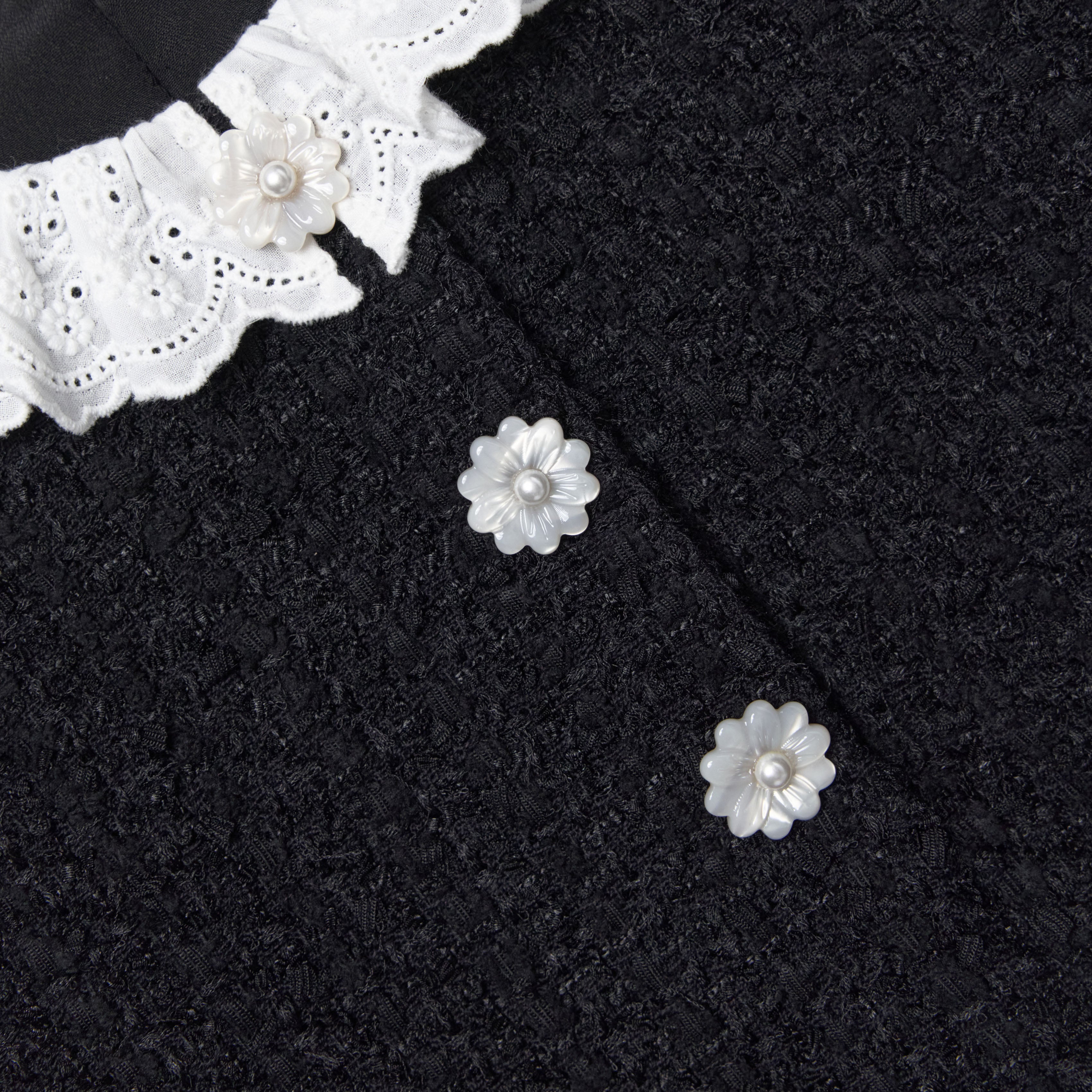 Self Portrait Black Boucle Lace Frill Kinderkleid Schwarz
