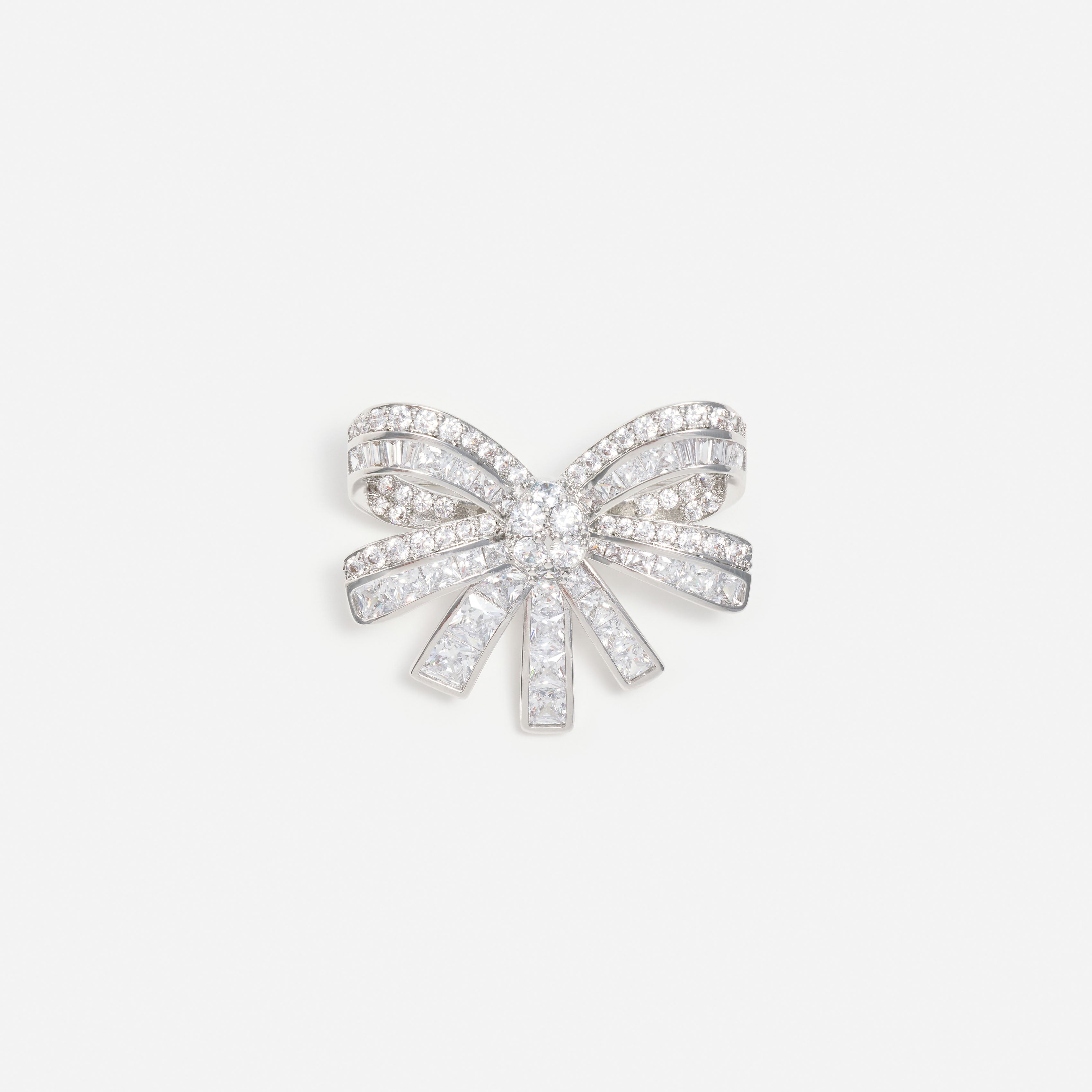 Self Portrait Silver Crystal Bow Brosche Silber Schleife