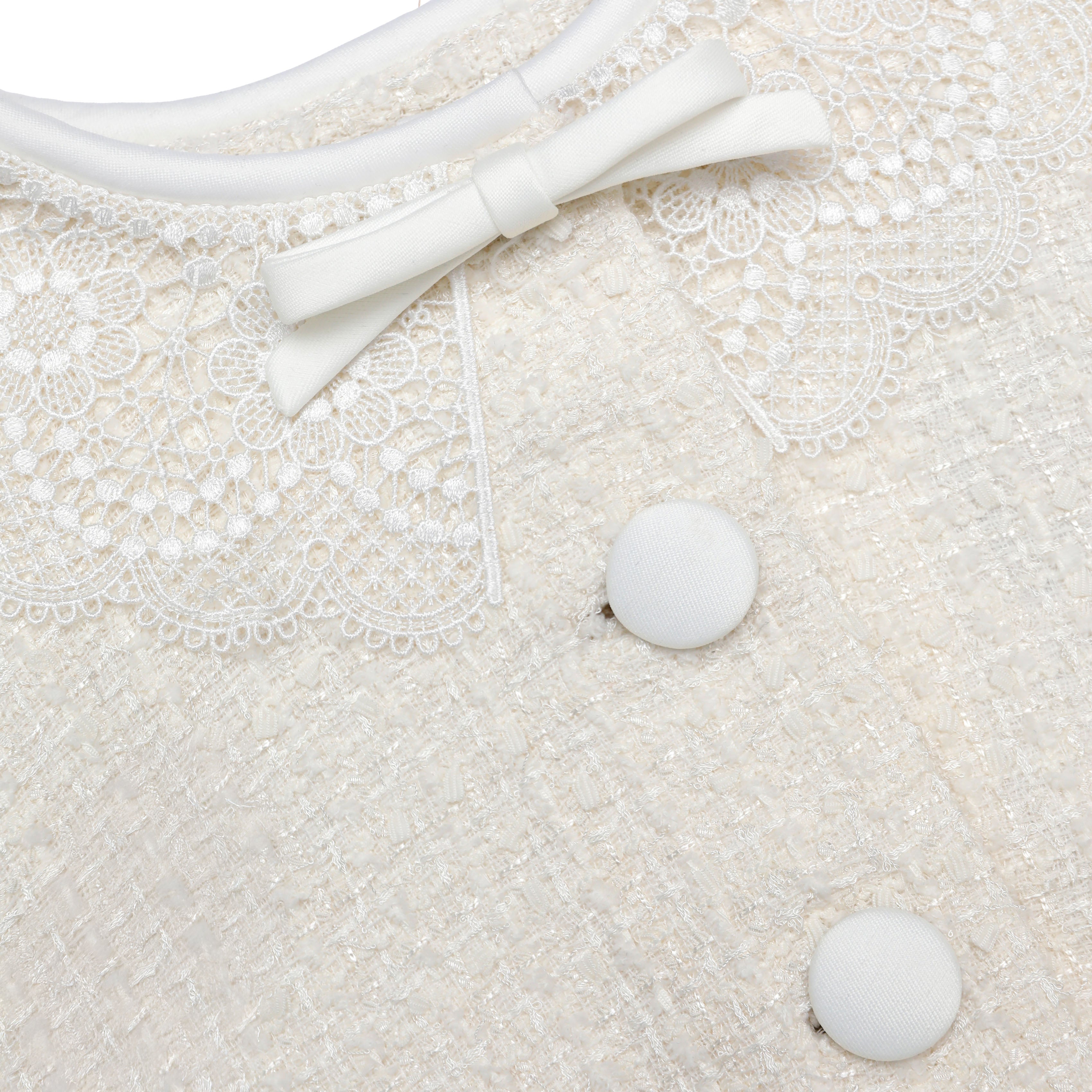 Self Portrait Outerwear Boucle Jacke Creme Schleife