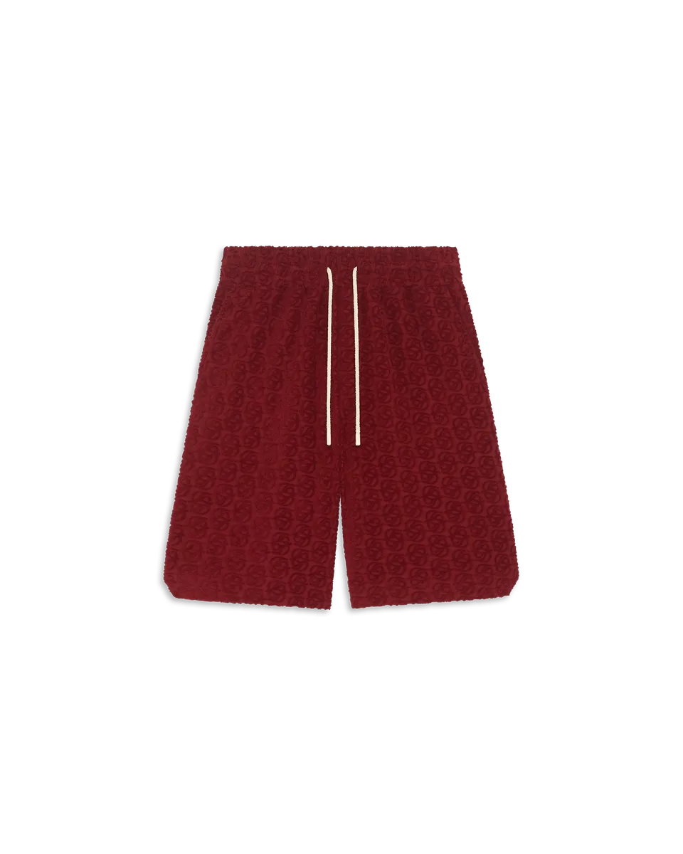 Drôle De Monsieur Monogram Shorts Short Burgundy Baumwolle
