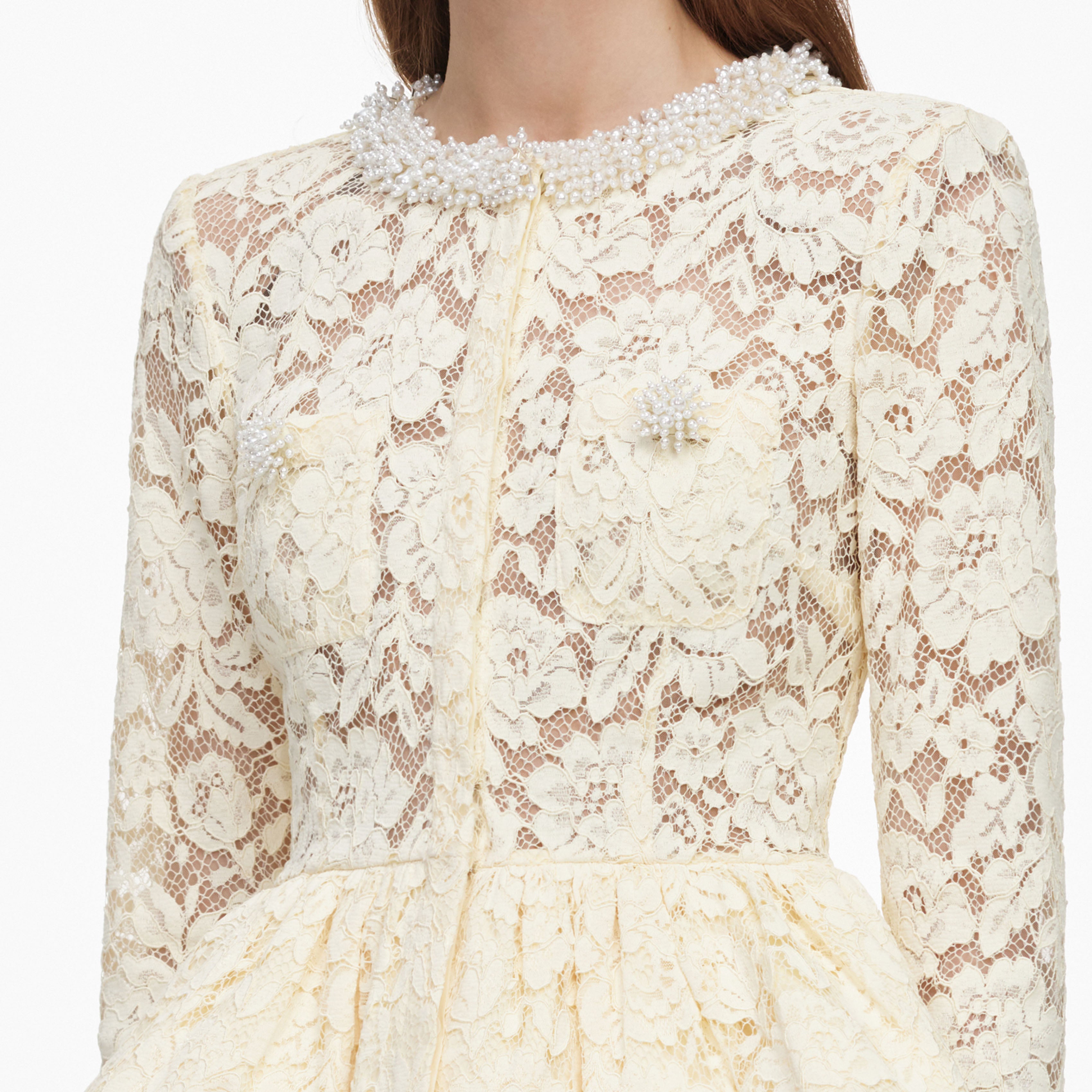 Self Portrait Yellow Lace Midikleid Gelb Spitze Peplum