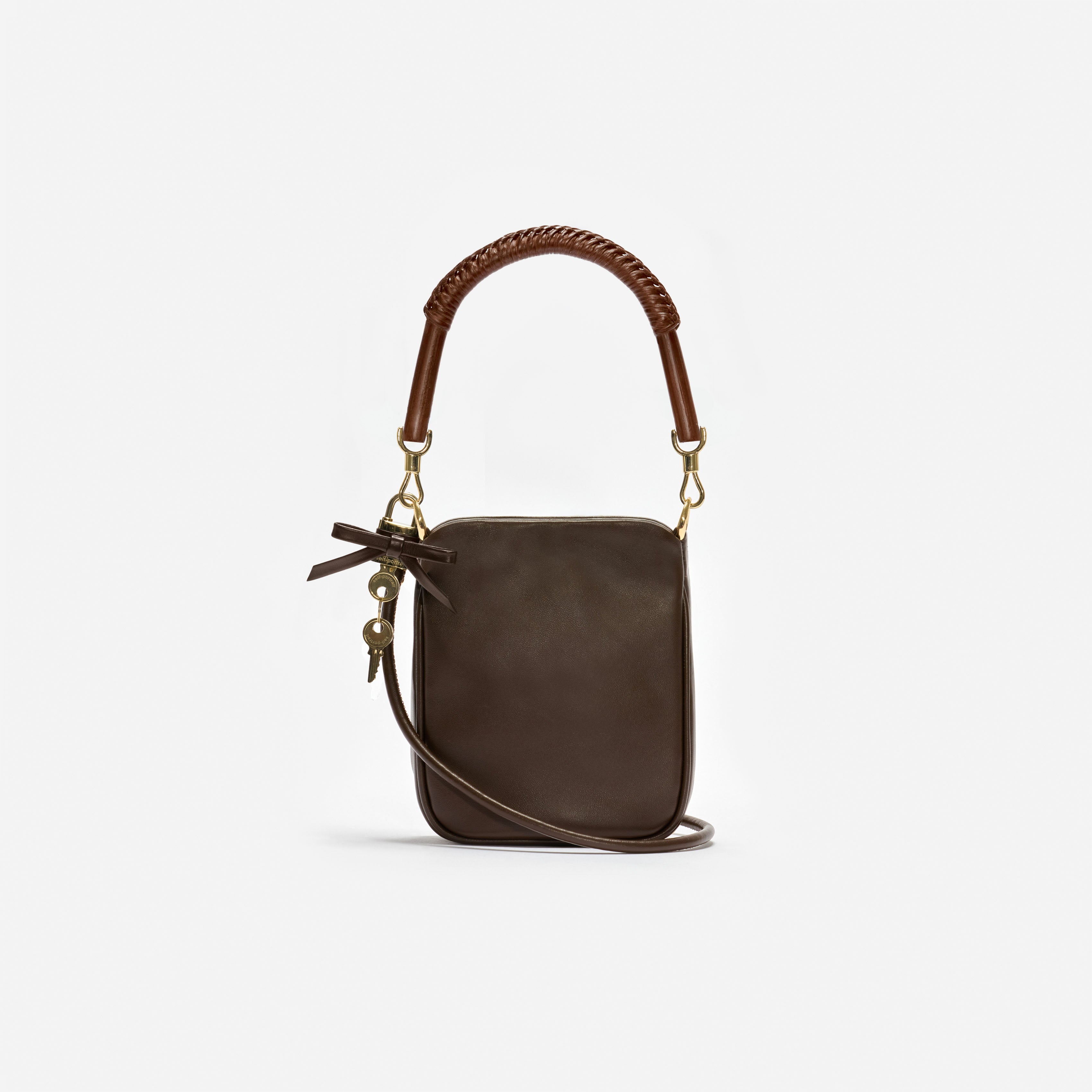 Self Portrait Brown Leather Mini Tote Tasche Braun One Size