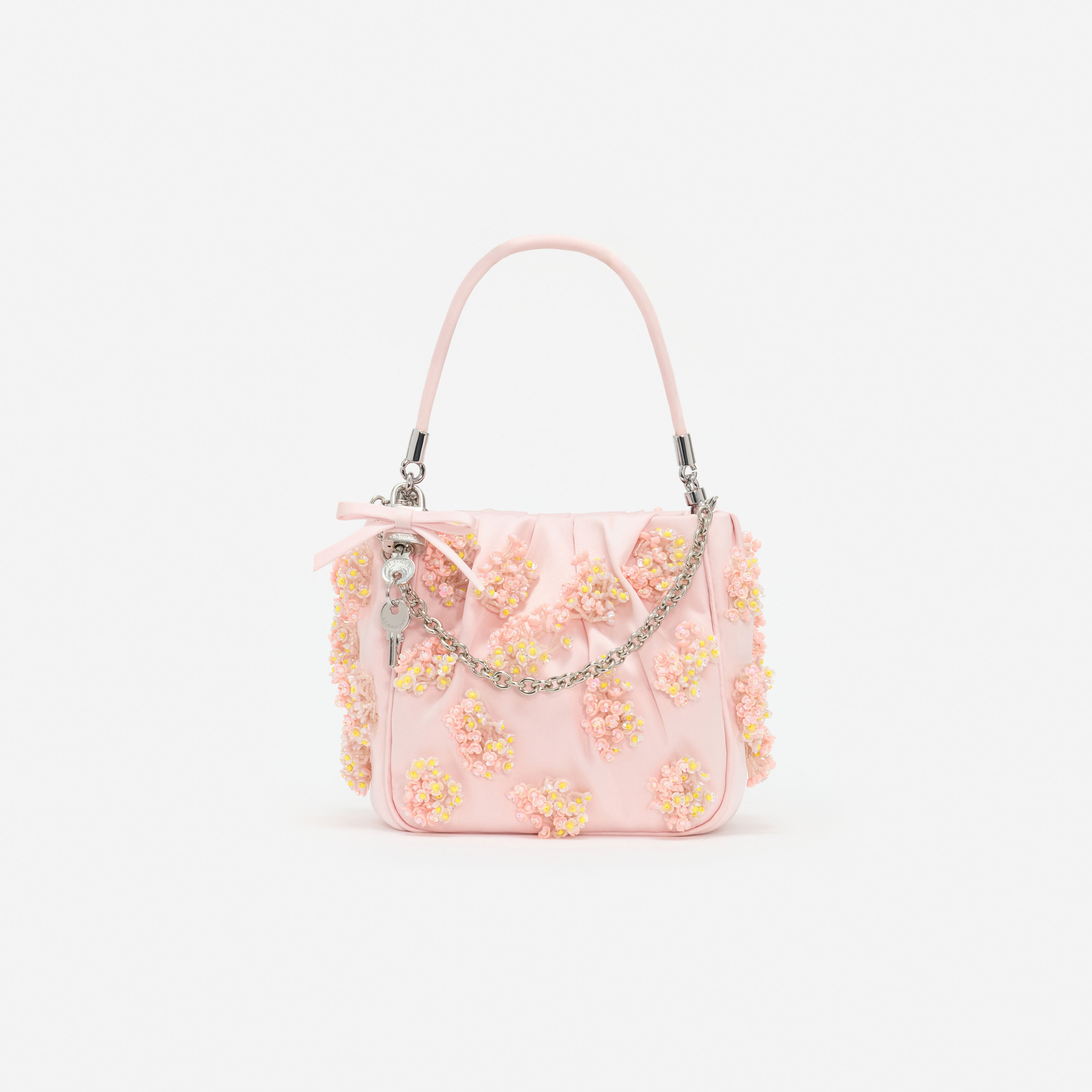Self Portrait Satin Floral Tote Pink Beaded Stickerei