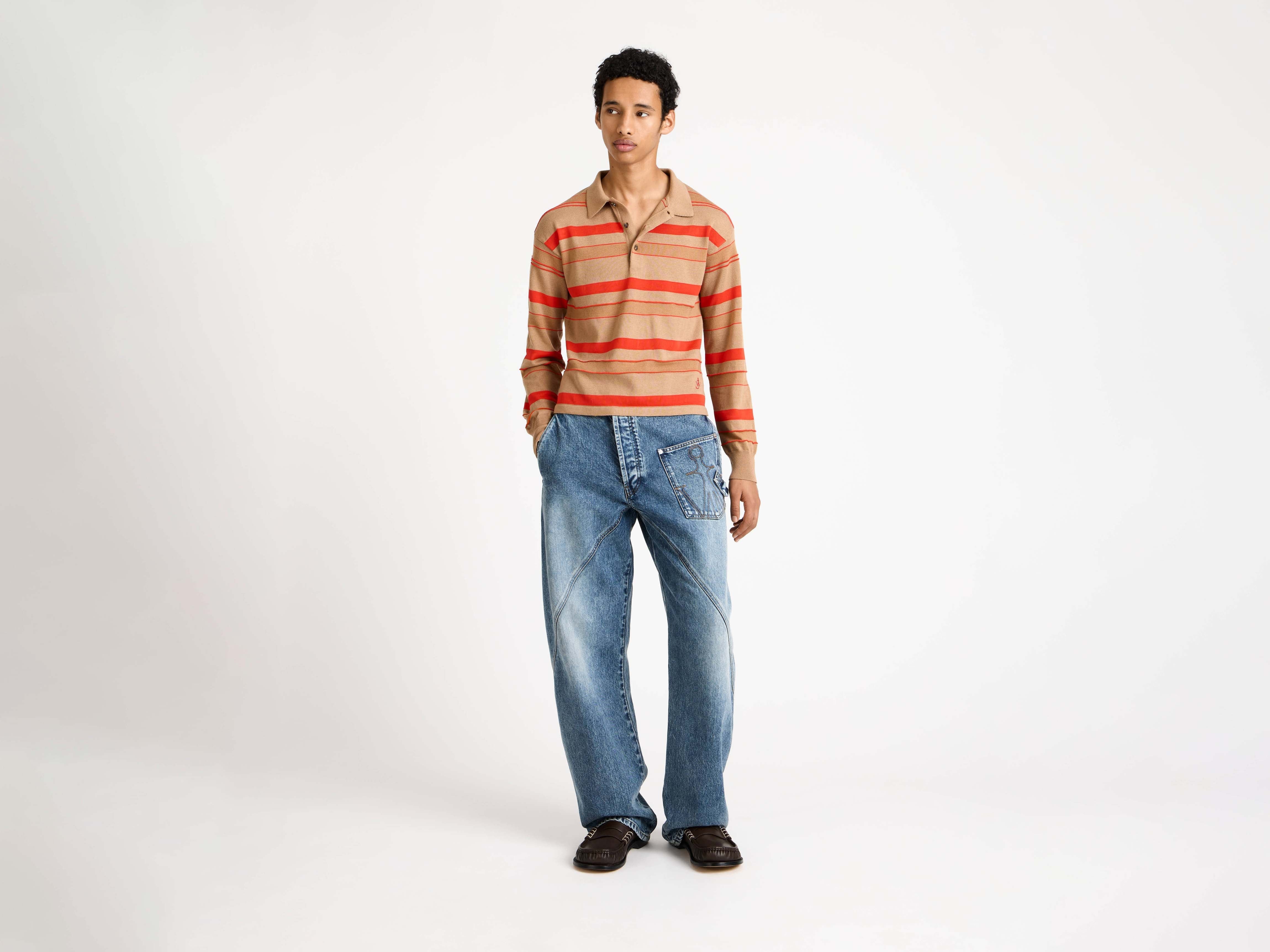 J.W.Anderson Rugby Polo Strick Biscuit Gestreift Herren