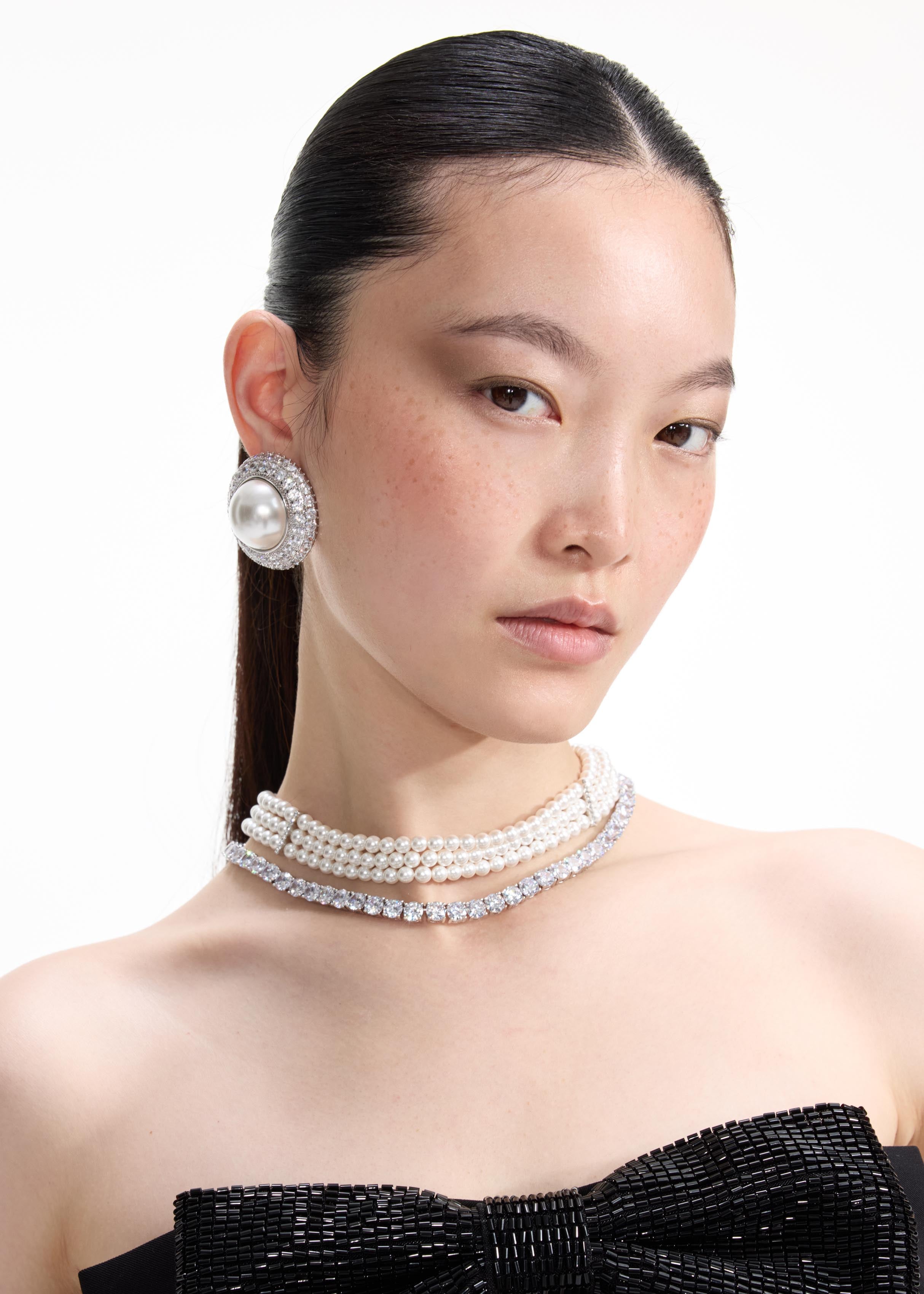 Self-Portrait Crystal Pearl Ohrringe silber Perle