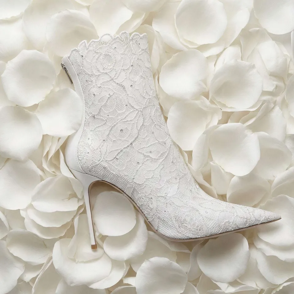 Gedebe Grace Bootie Stiefelette Weiß Spitze
