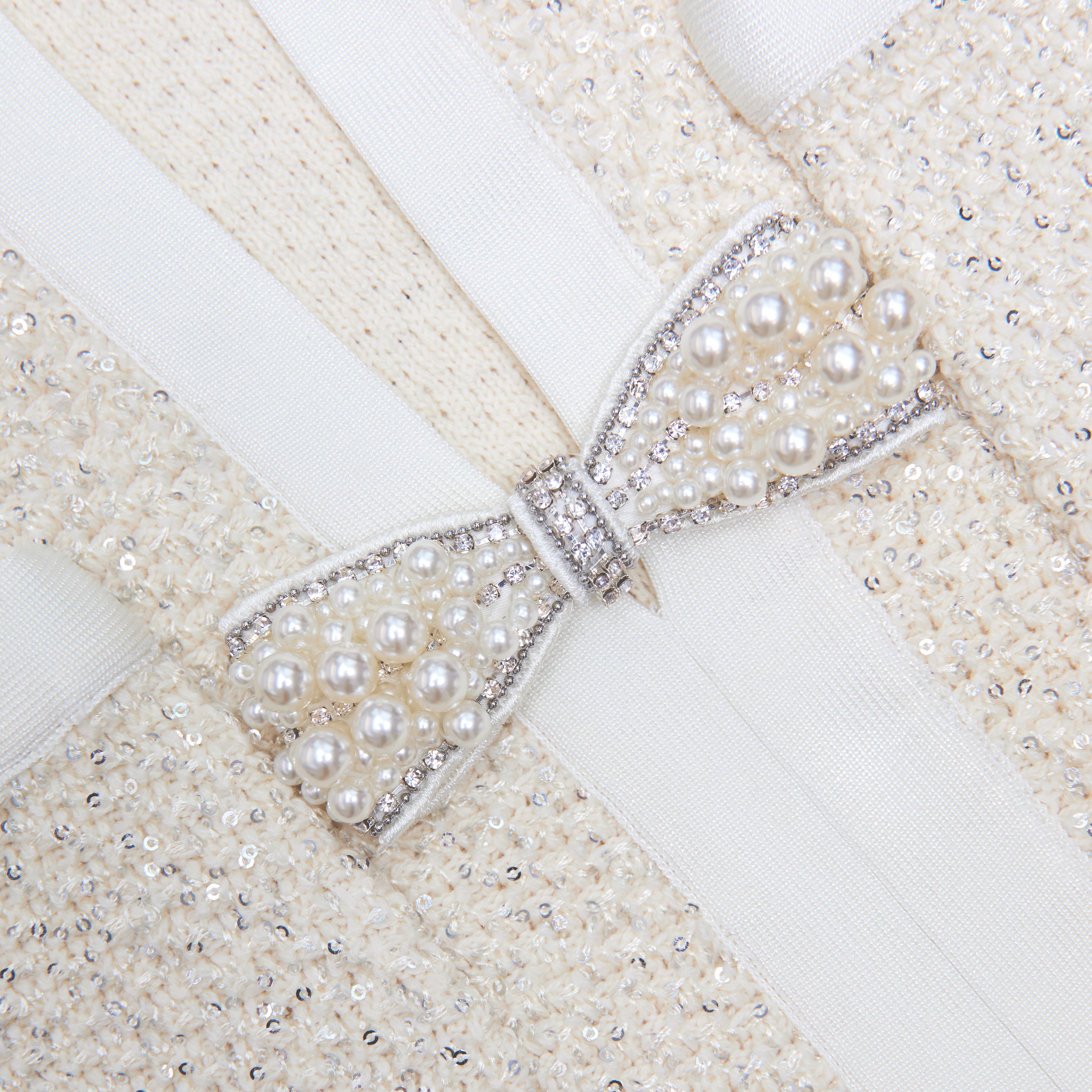 Self Portrait Knitwear Cream Sequin Strick-Top Creme S Pailletten