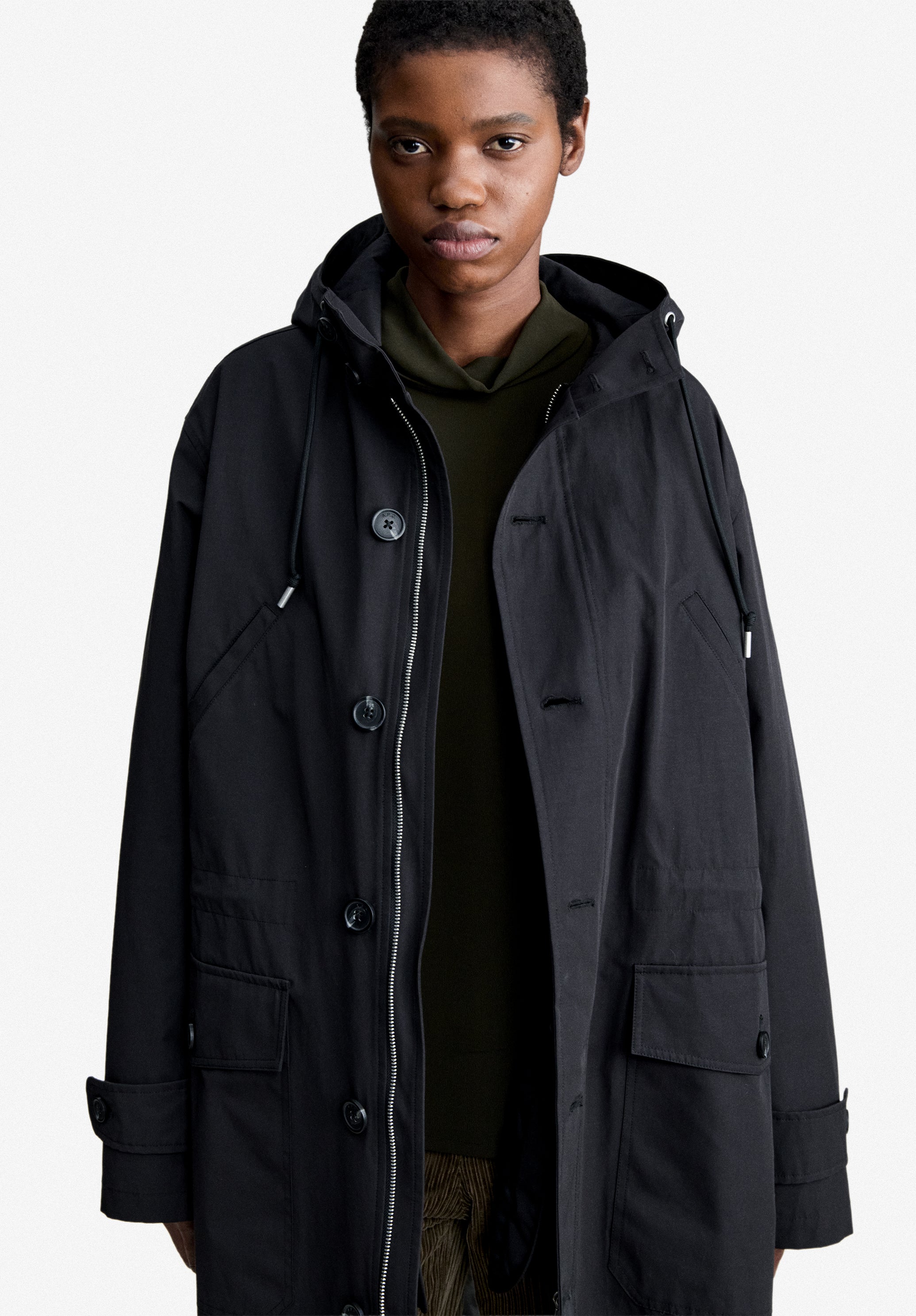 A.P.C. schwarzer Parka Größe M Wolle wasserabweisend