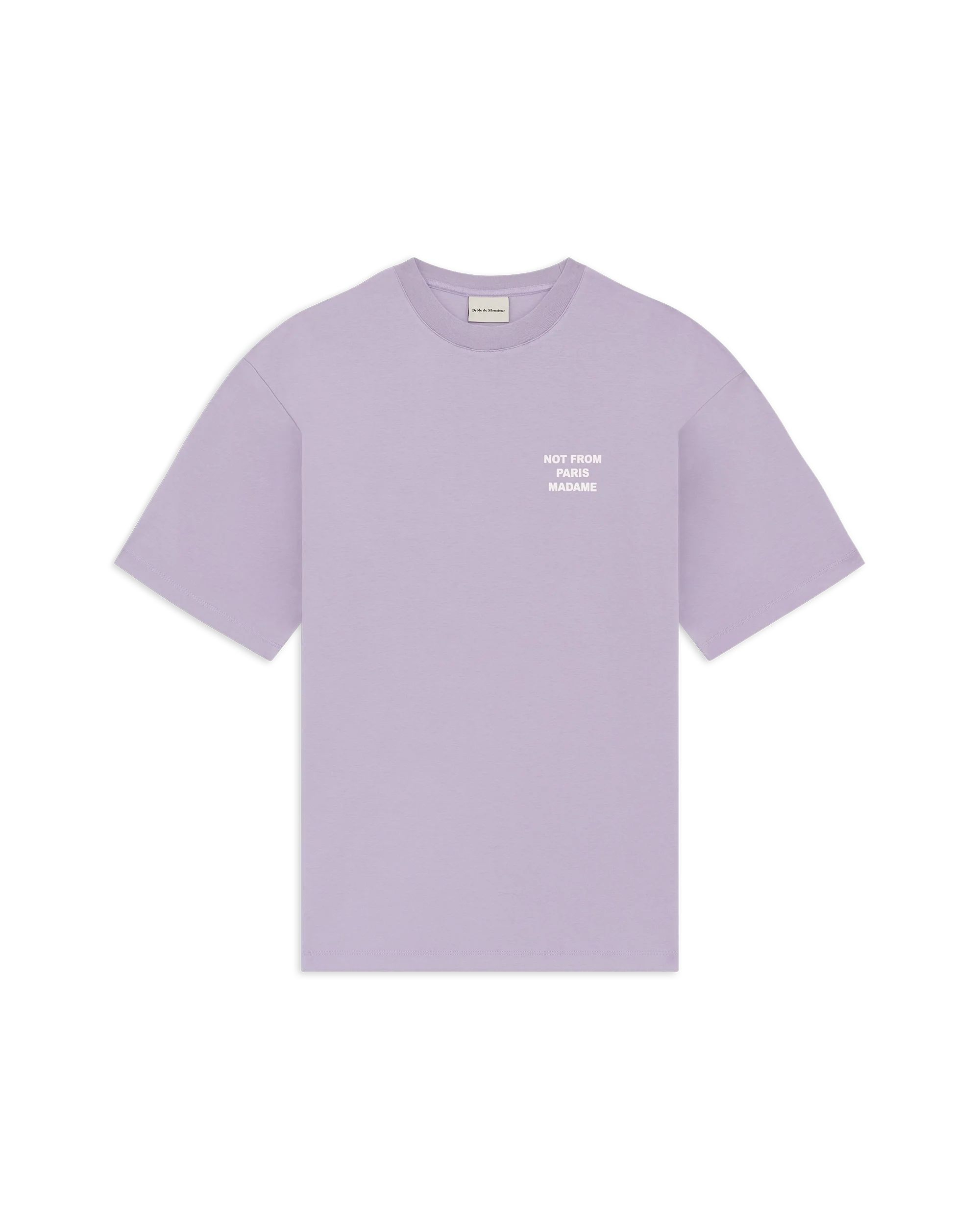Drôle de Monsieur Slogan T-Shirt Lavendel Baumwolle