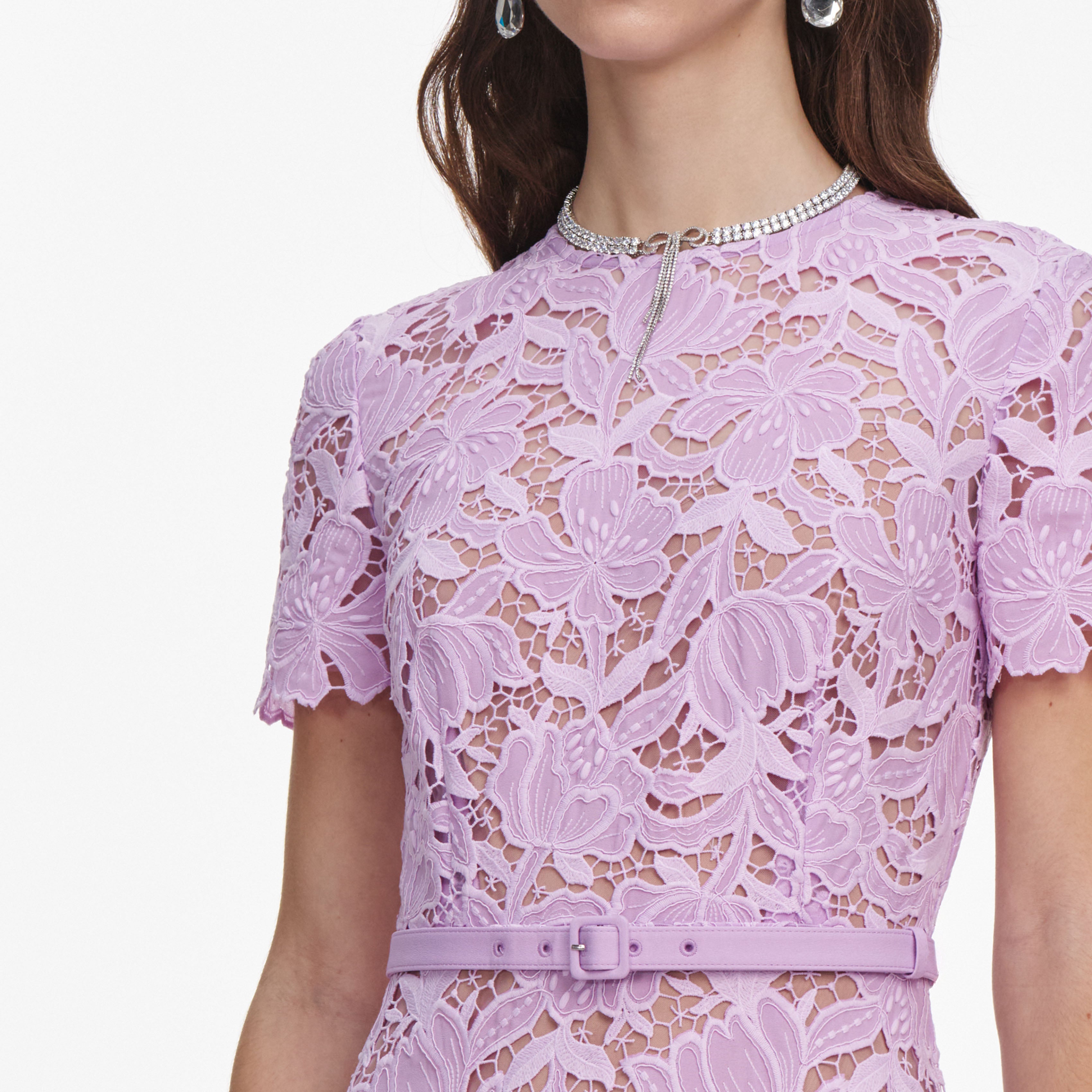 Self Portrait Lilac Lace Midi Kleid lila Spitze UK 6