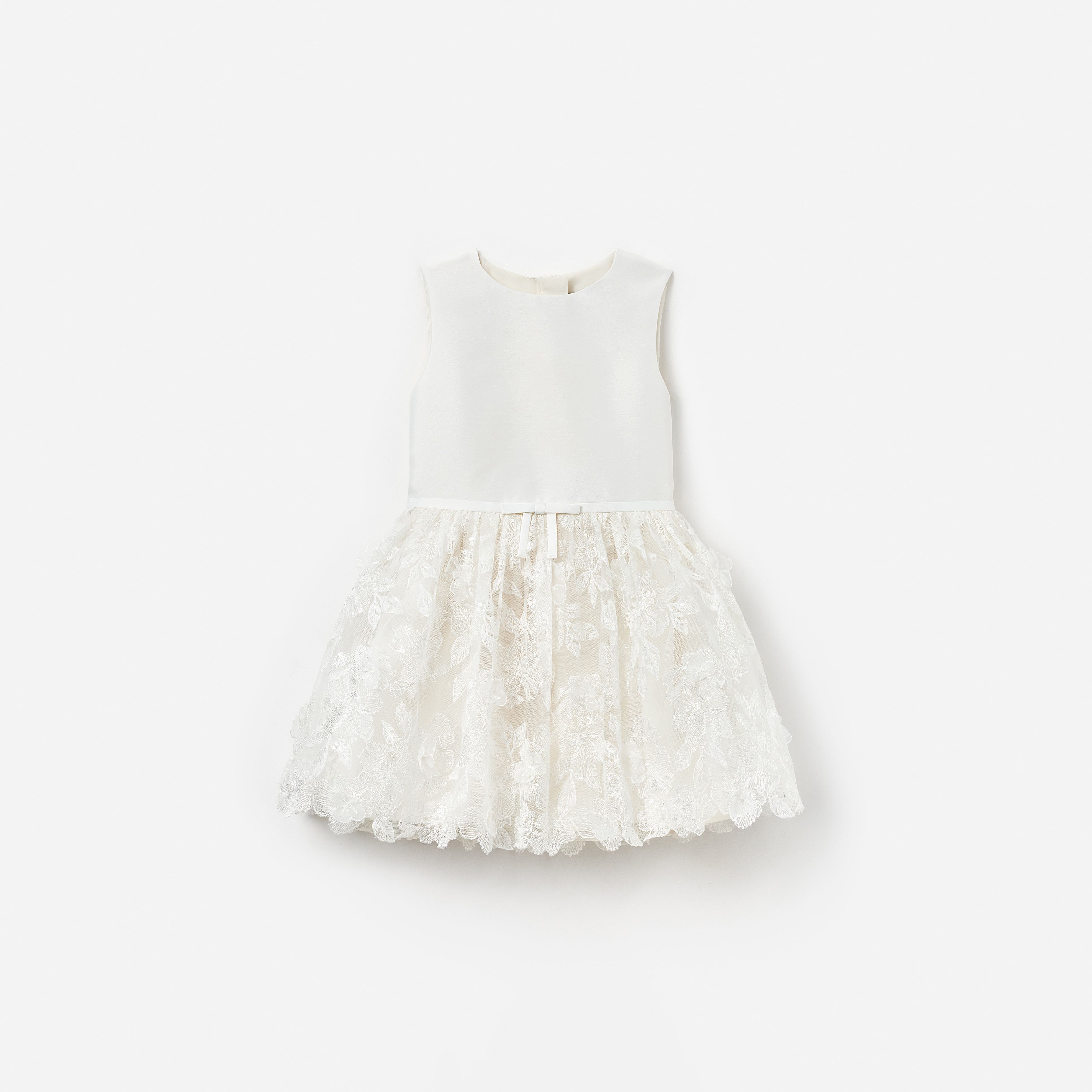 Self Portrait Satin Tüllkleid Creme Blumen Mädchen Schleife