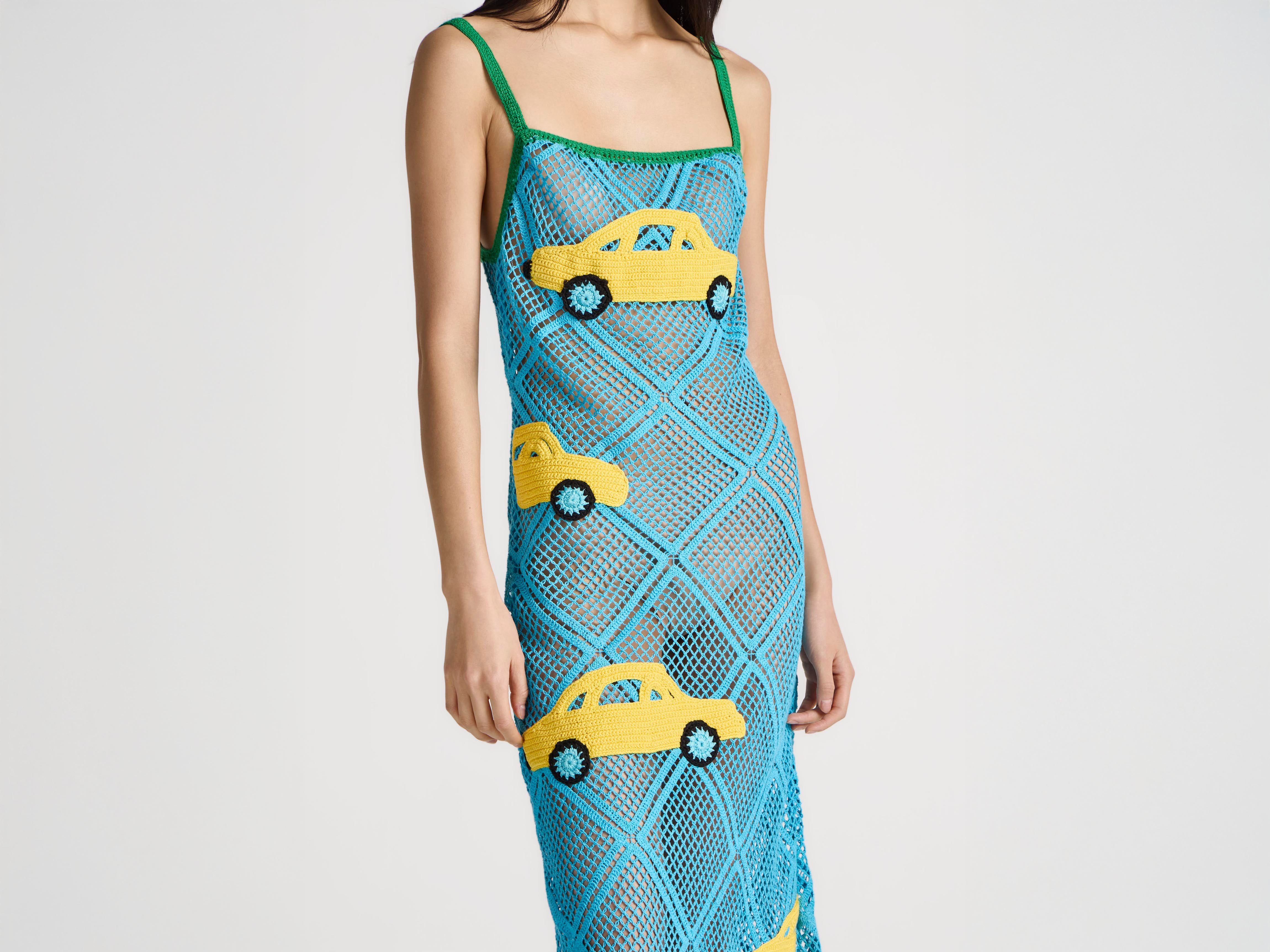 J.W.Anderson Car Dress Kleid Sky Blue Baumwolle