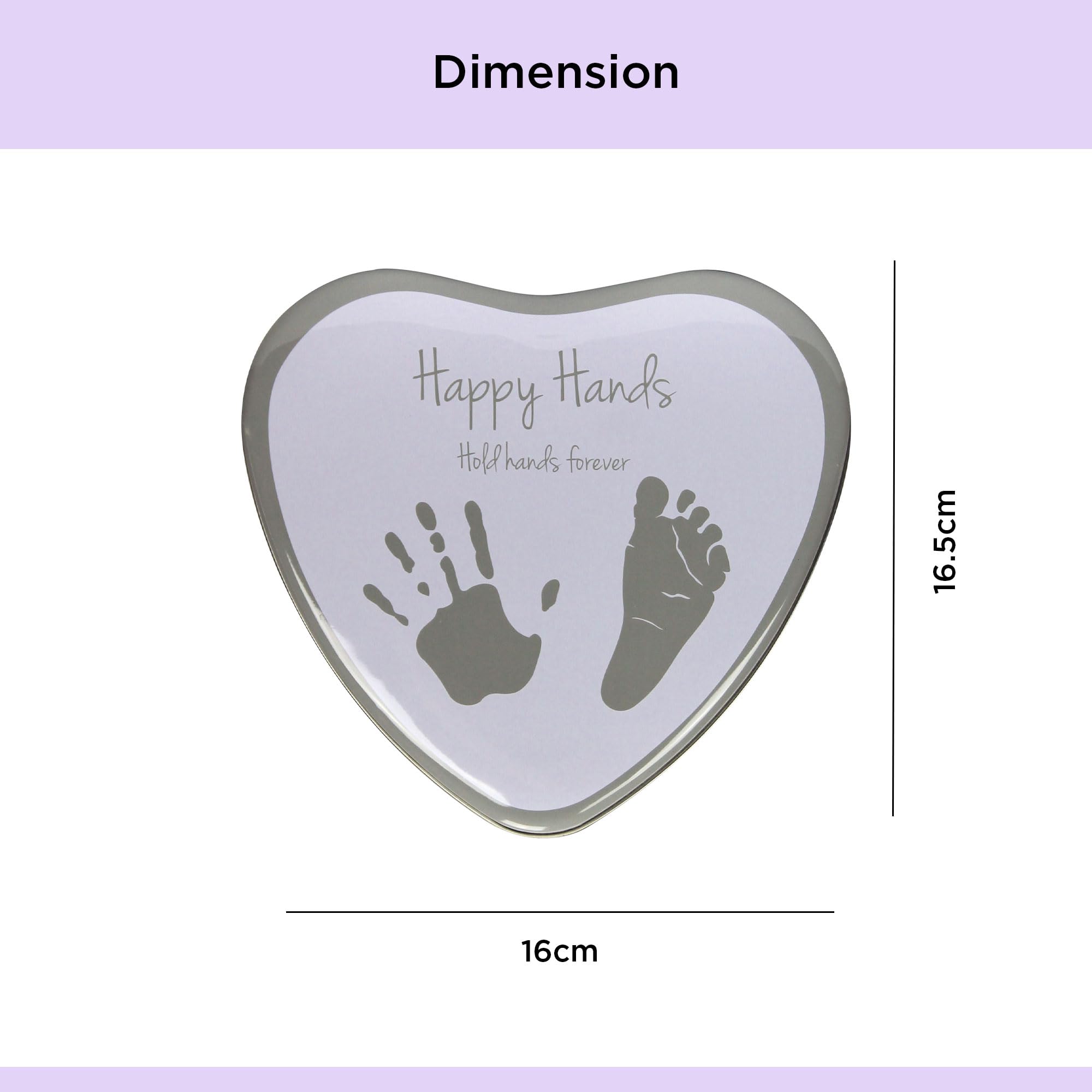Dooky Happy Hands Abdruckset Herzform Silber 17x14 cm Ton