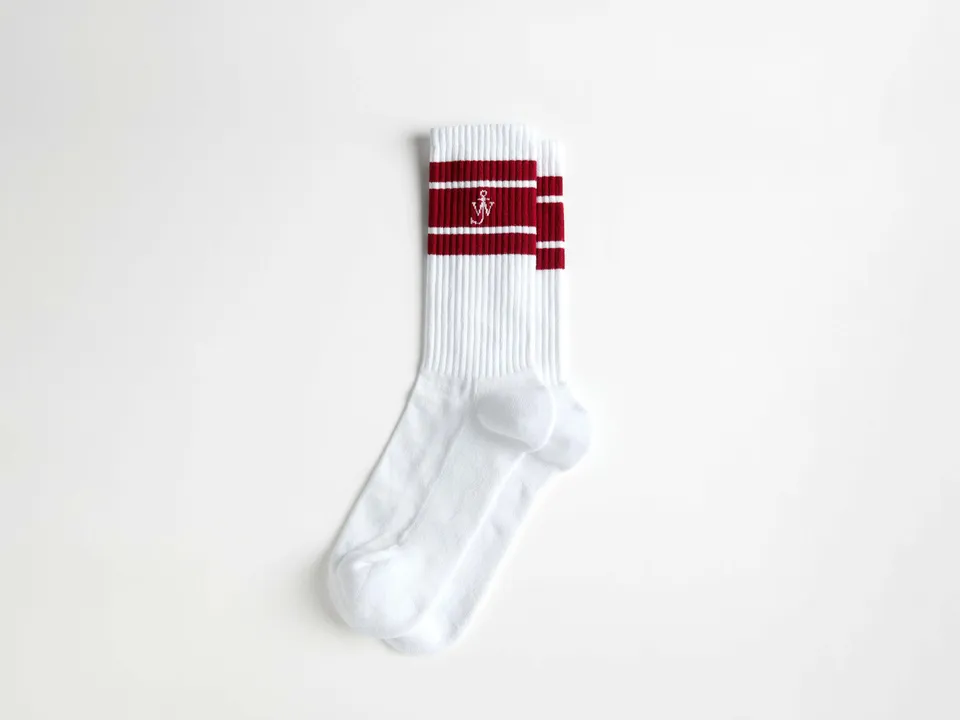 J.W.Anderson Sport Socken Weiß Rot Baumwolle