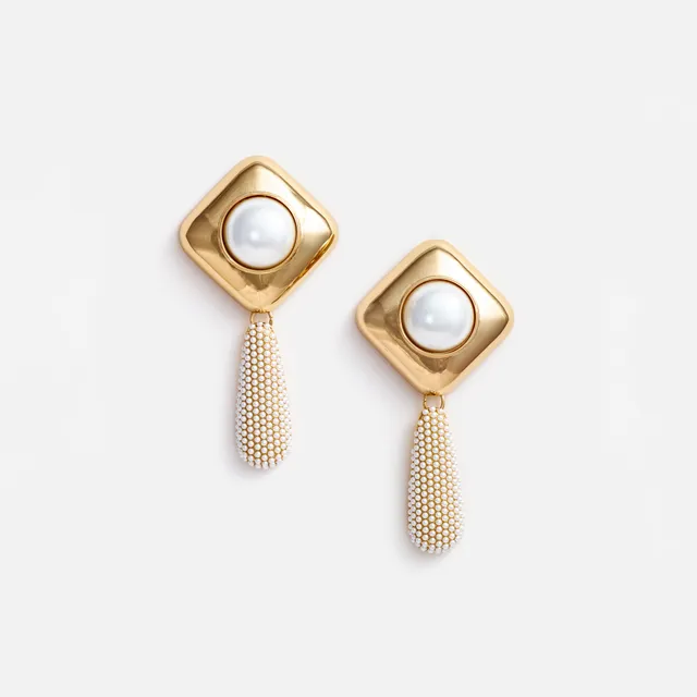 Self Portrait Gold Pearl Crystal Ohrringe Gold Perle Tropfen