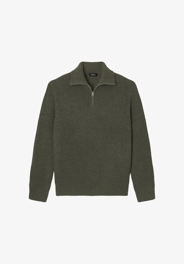 A.P.C. Pullover khaki Troyer Reißverschlusskragen Größe M