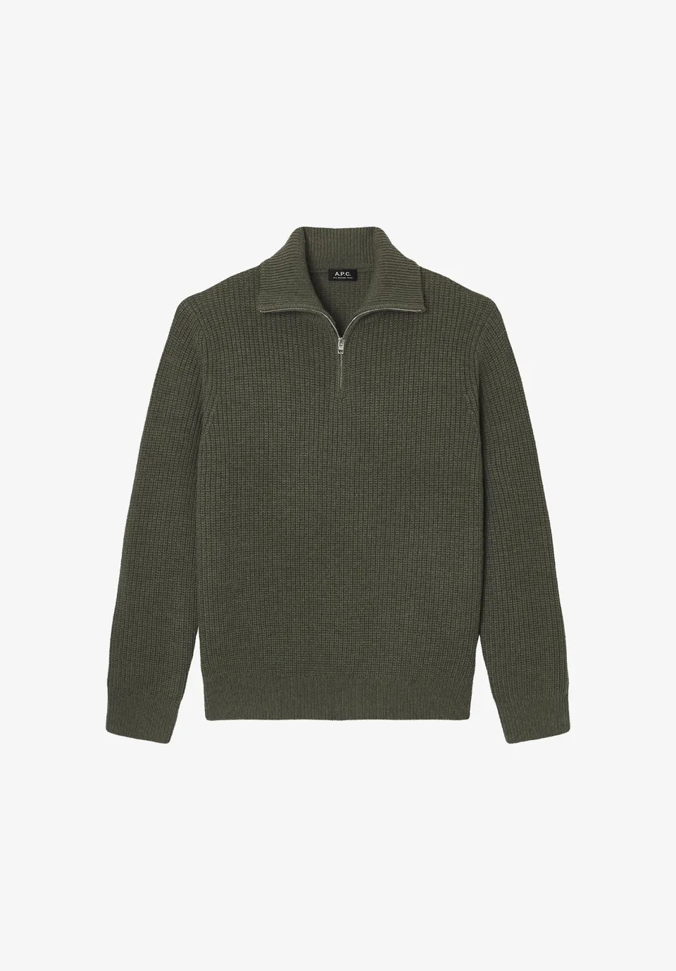 A.P.C. Pullover khaki Troyer Reißverschlusskragen Größe M