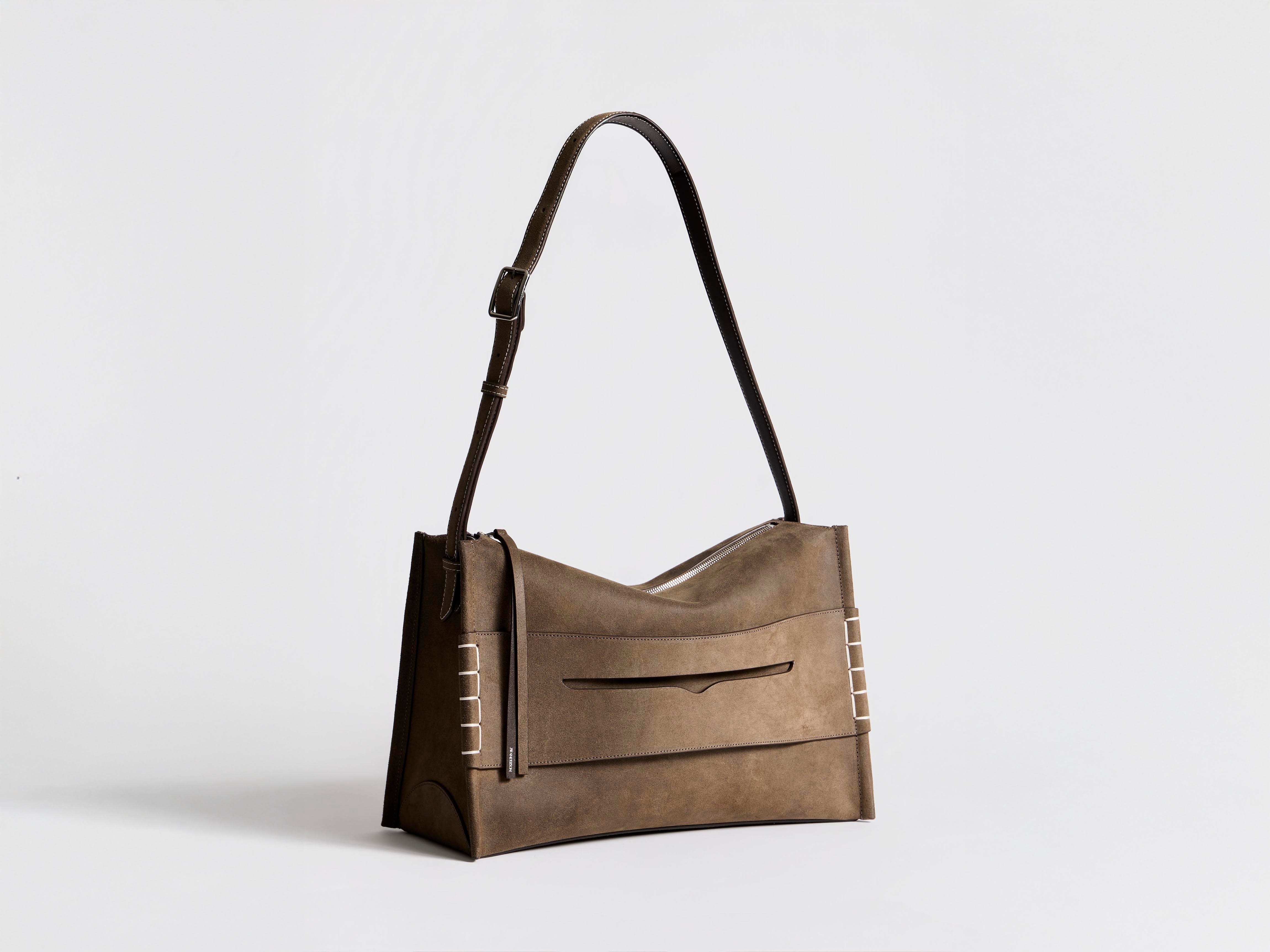 J.W. Anderson Messenger Loafer Bag Dunkeltaupe Velours