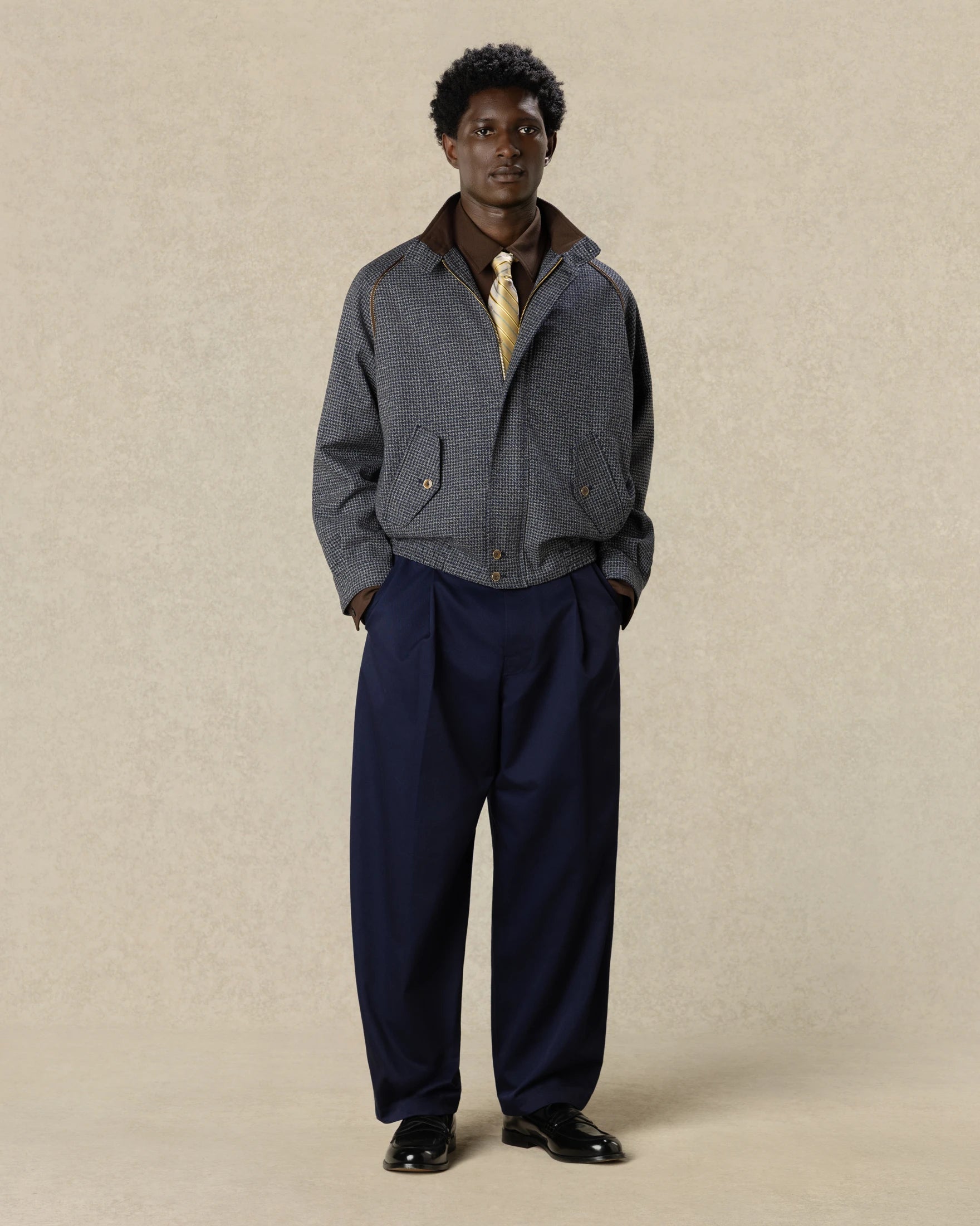 Drôle De Monsieur Houndstooth Baracuta Jacke Navy Wolle
