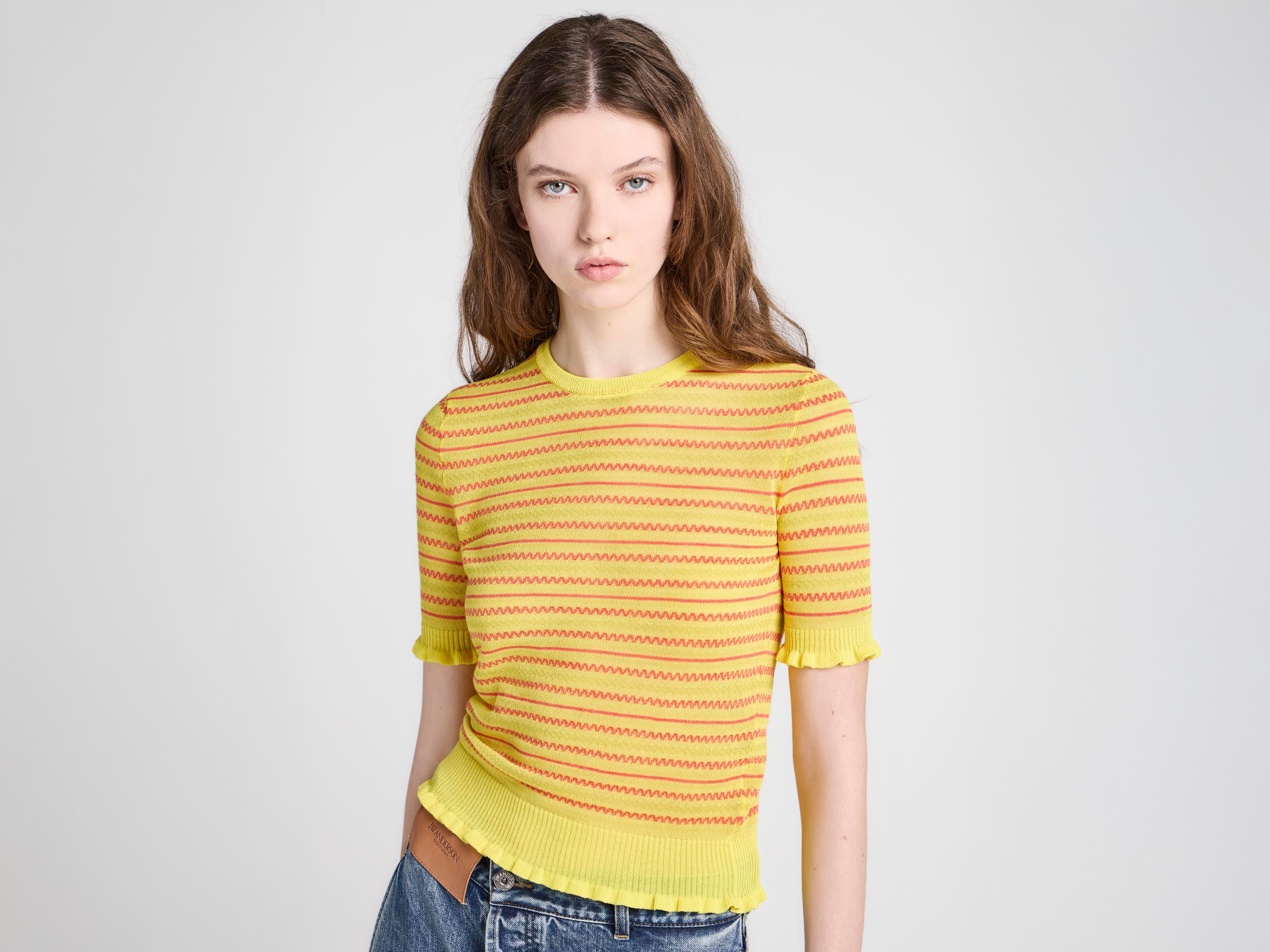 J.W.Anderson Sheer Fairisle Top Stricktop Soft Lemon Damen