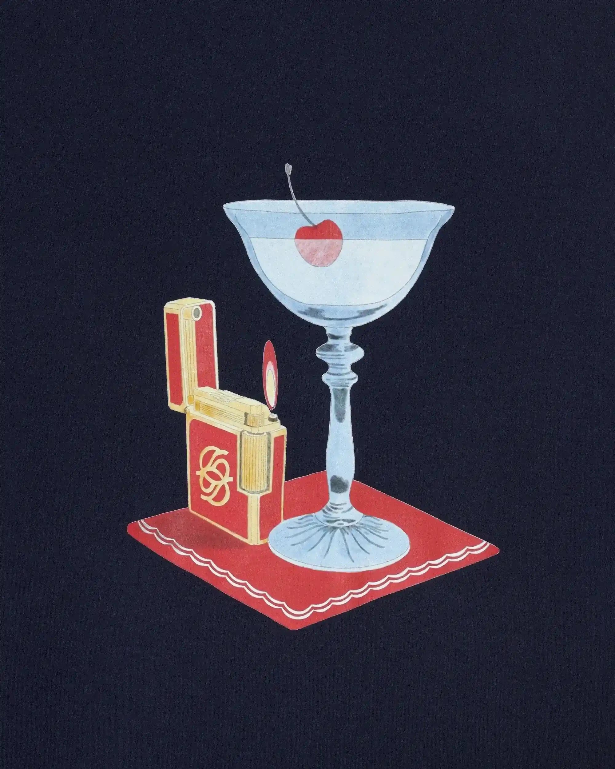 Drôle De Monsieur T-Shirt Cocktail T-Shirt Navy Slogan-Print