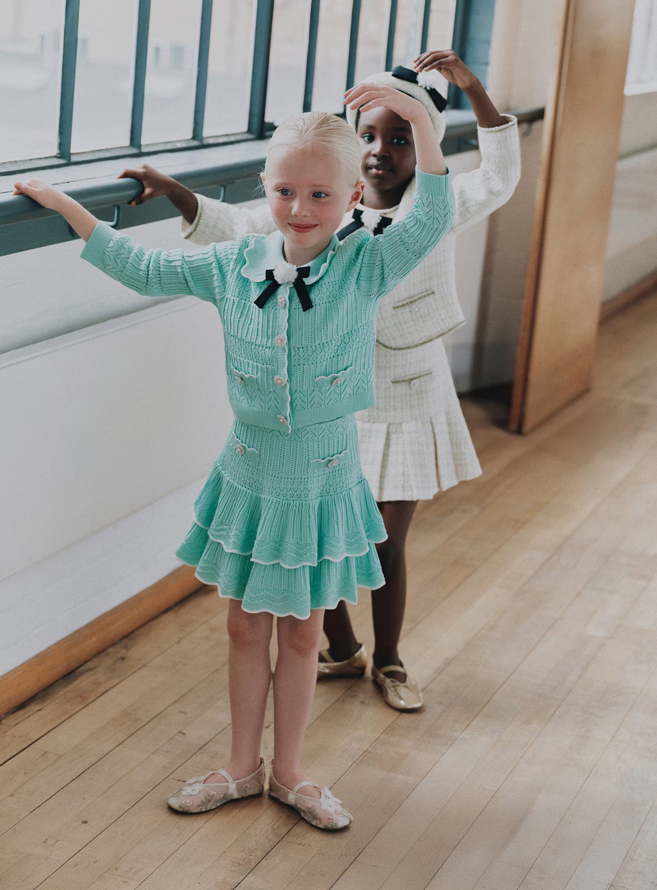 Self Portrait Mint Pointelle Strickjacke Cardigan