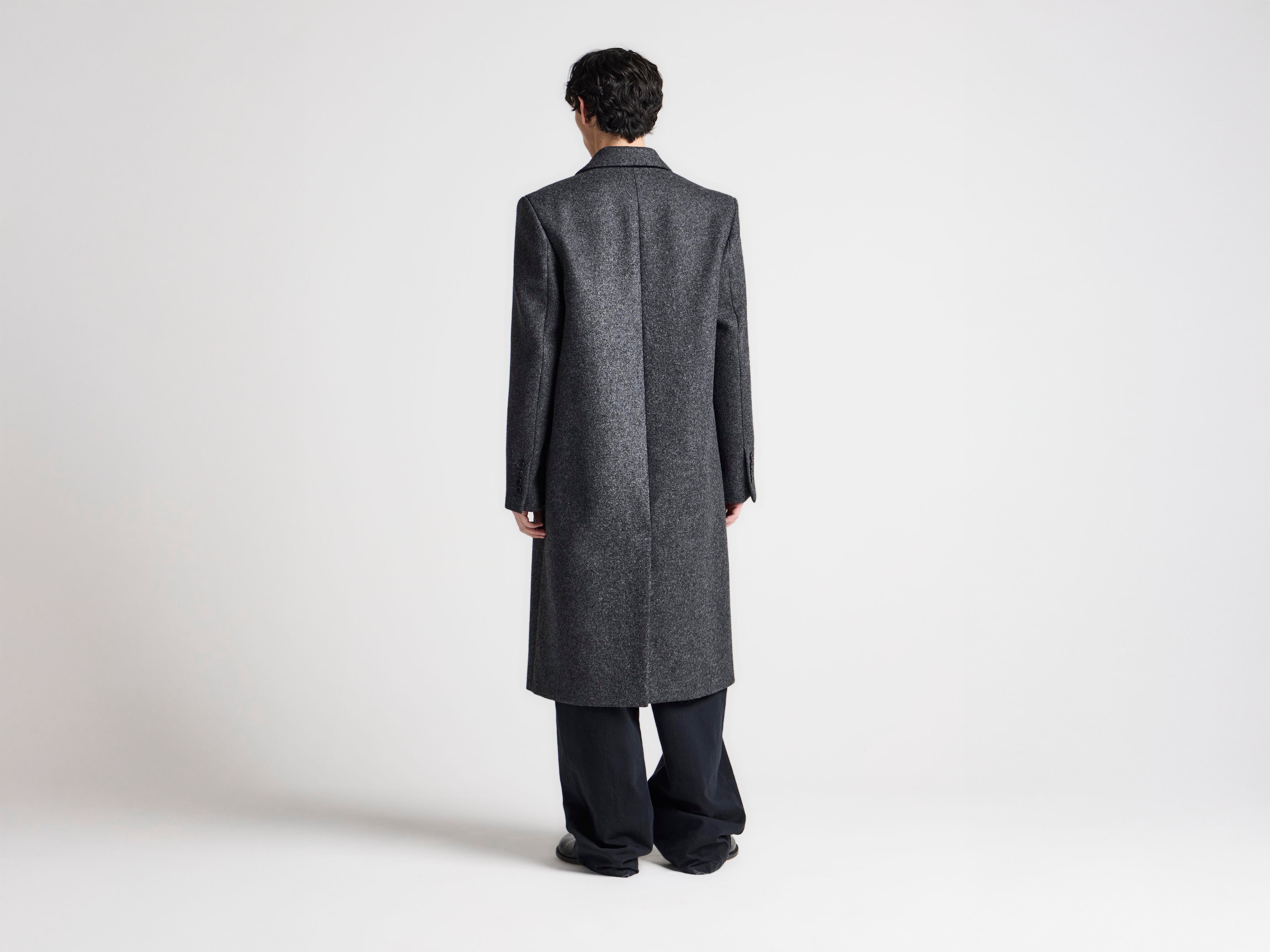 J.W.Anderson Double Breasted Coat Mantel Grau Melange Wolle