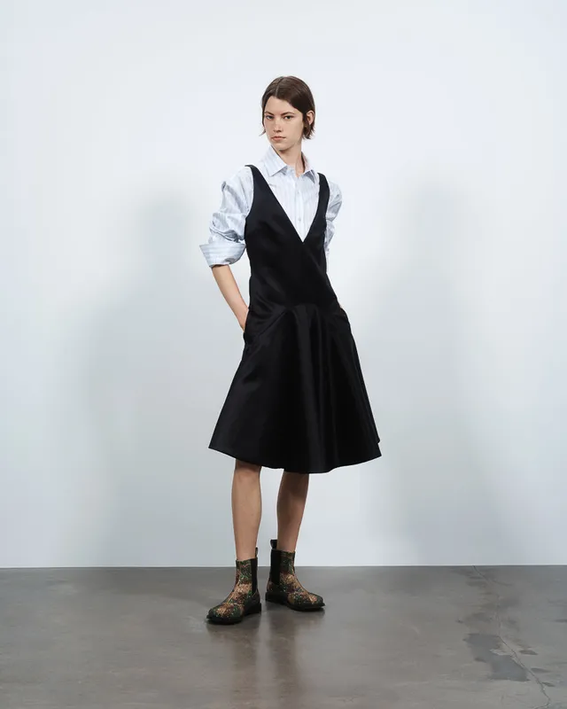 J.W.Anderson Draped Skirt Midi Kleid Schwarz Satin