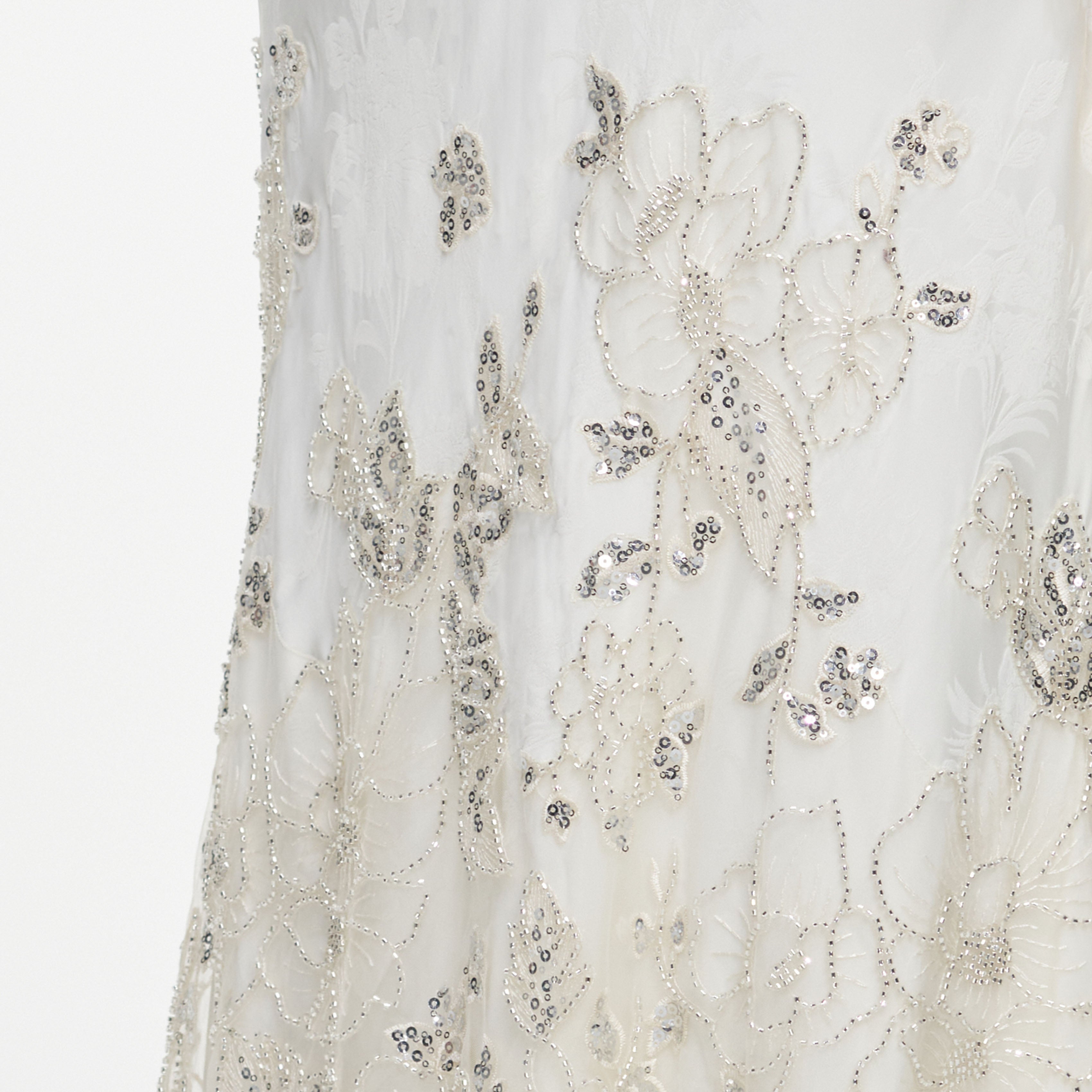 Self Portrait Cream Embellished Floral Maxi Kleid Creme