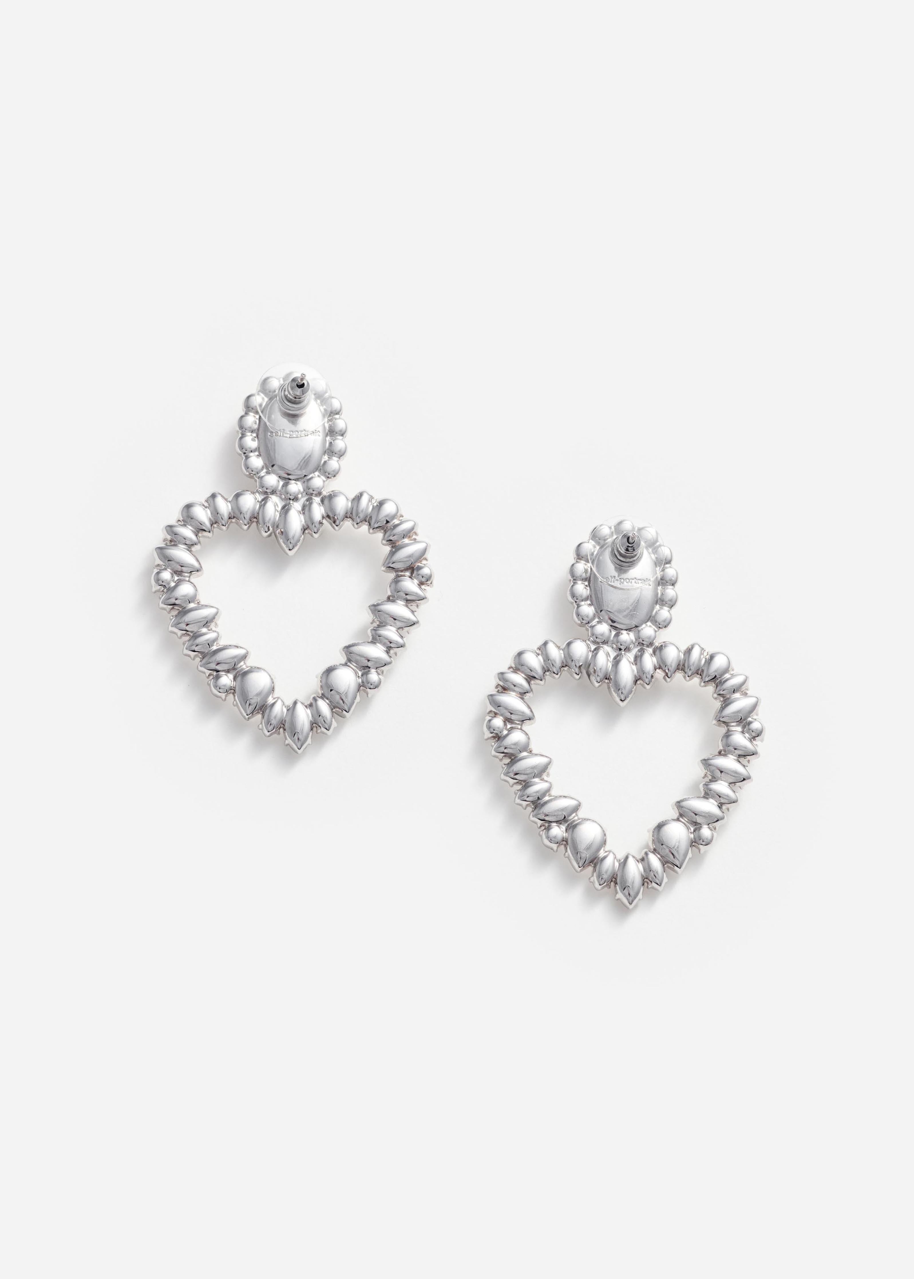 Self Portrait Crystal Heart Earrings Ohrringe Silber One Size