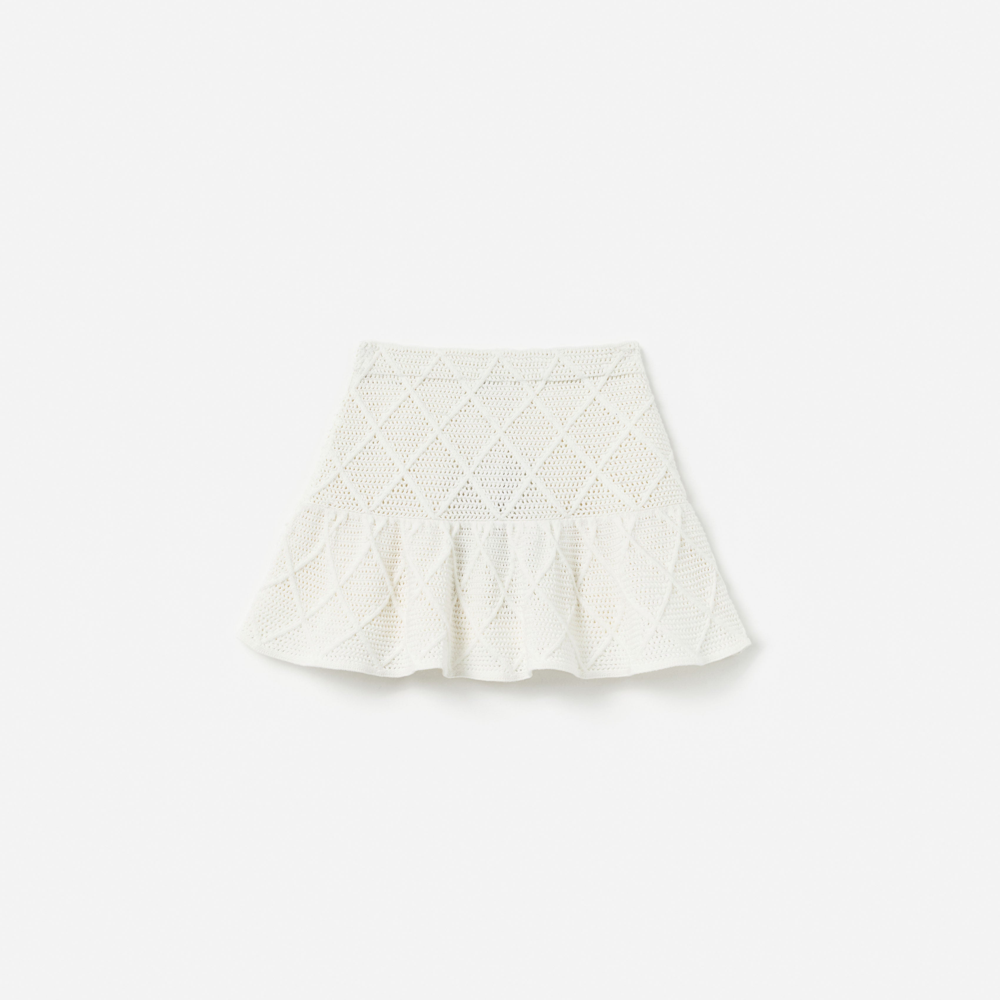 Self Portrait Cream Diamond Knit Skirt Strickrock Creme