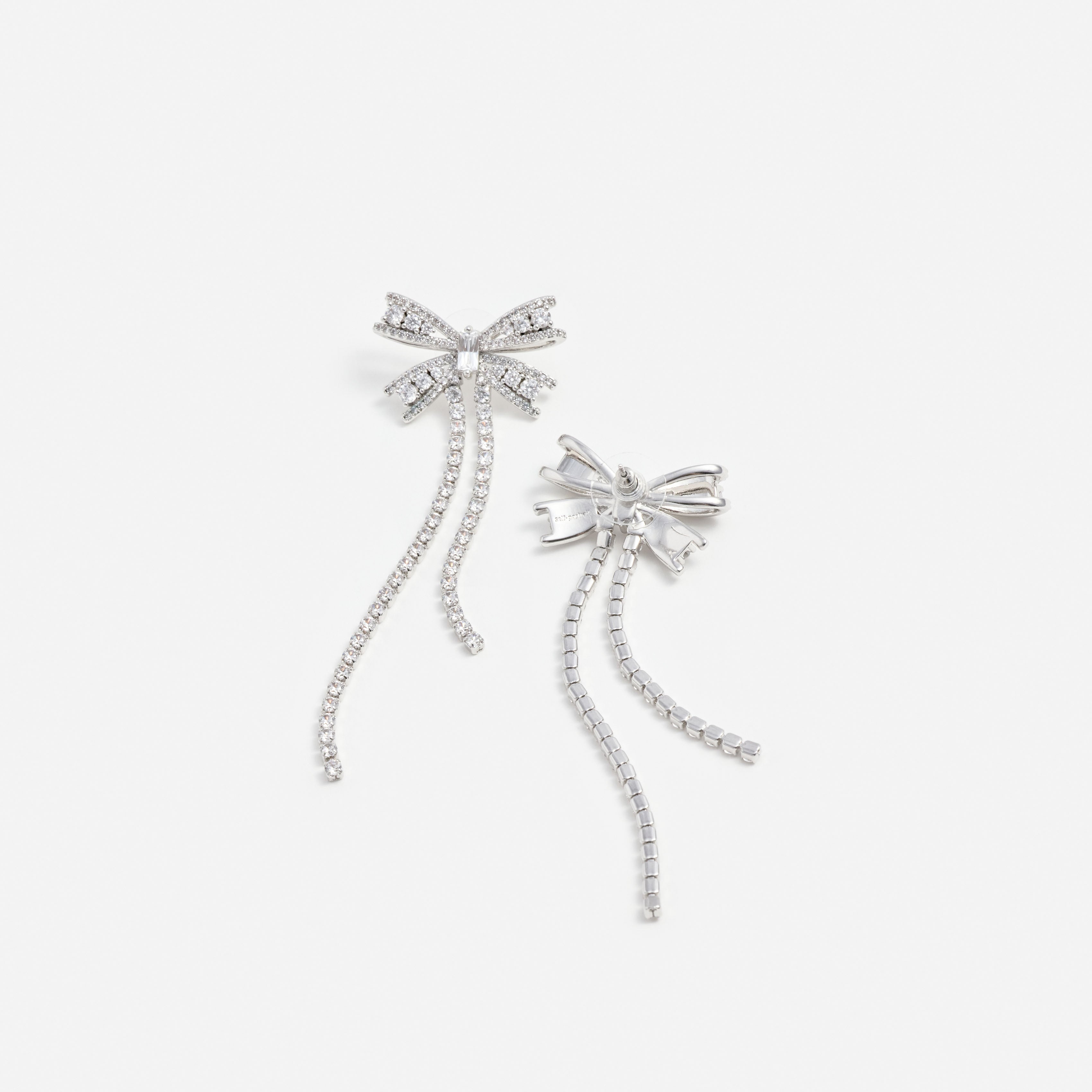 Self Portrait Bow Dangle Ohrringe Silber Kristall lang