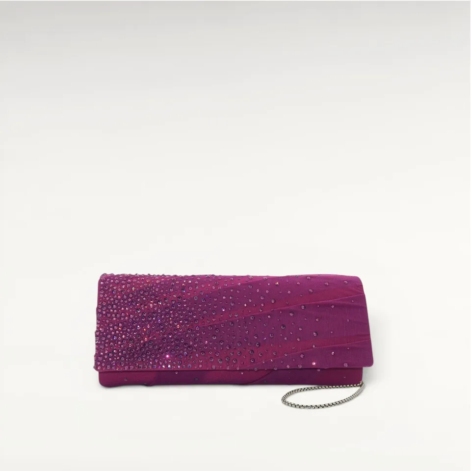Gedebe Envelope Drapée Tüll Kristall Abendtasche