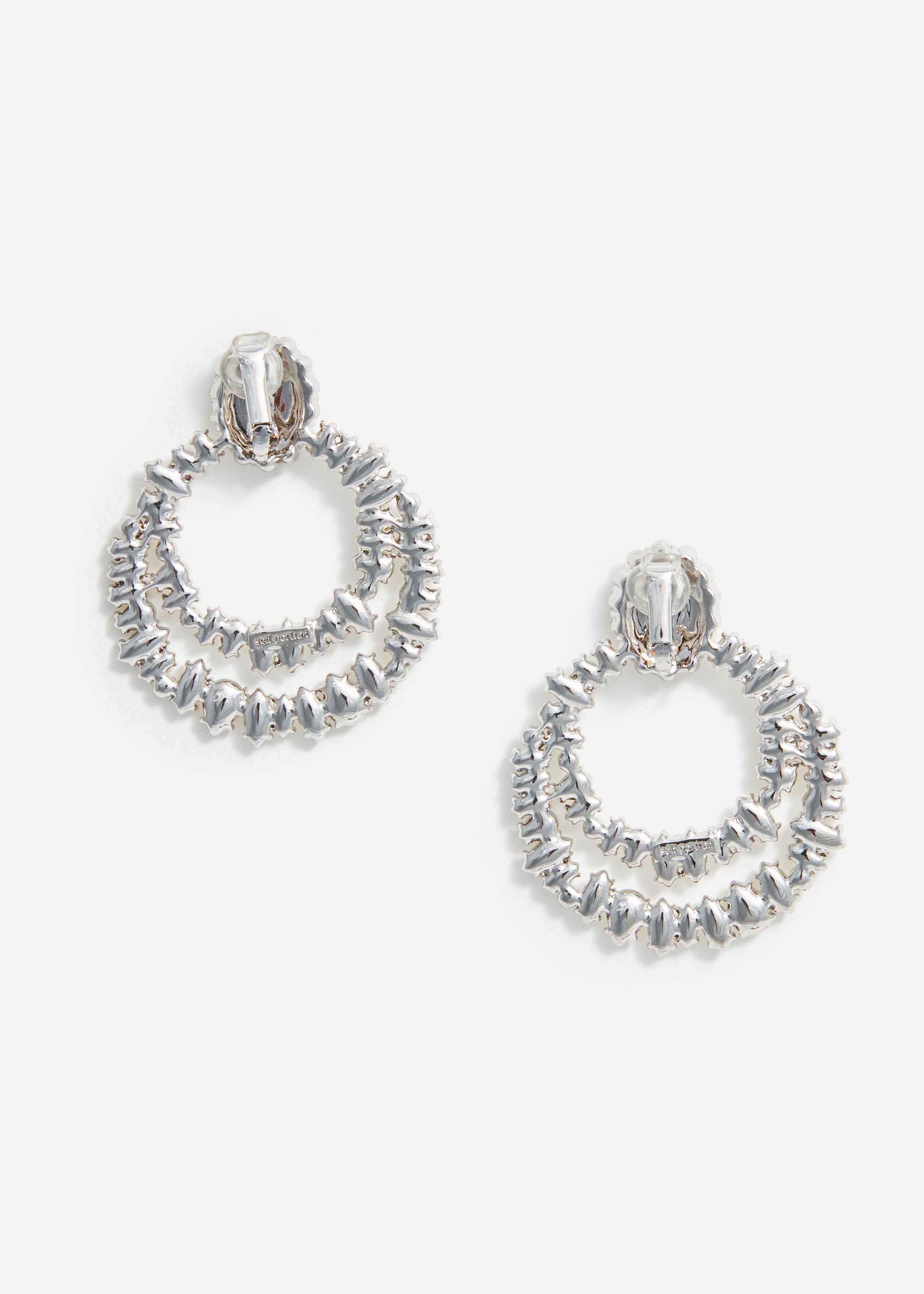 Self Portrait Crystal Double Hoop Ohrringe Silber Kristall