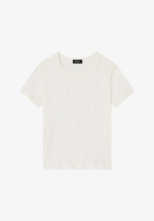 A.P.C. geripptes weisses T-Shirt Bio-Baumwolle