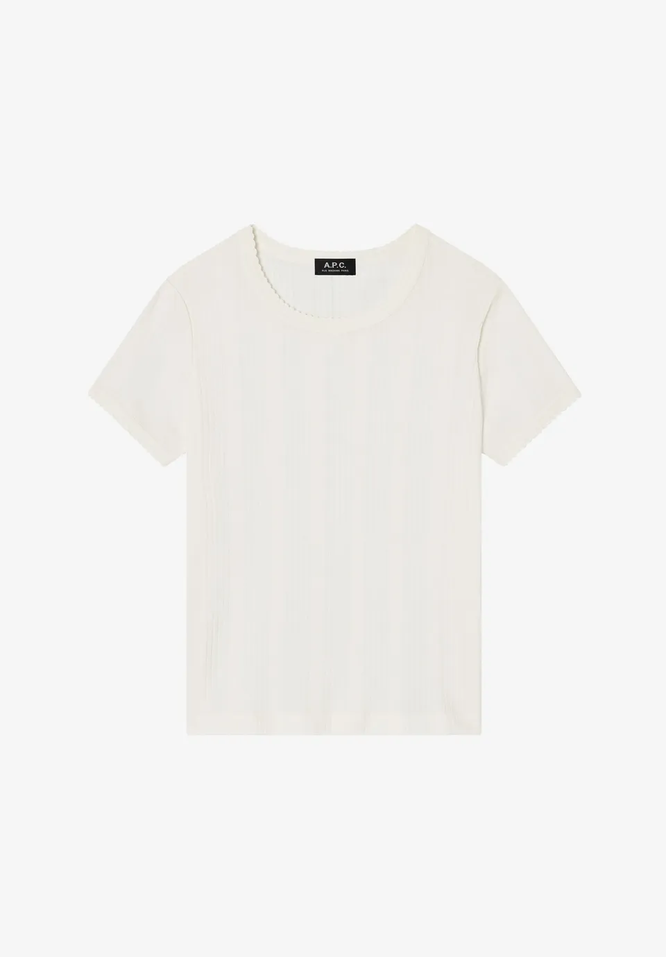 A.P.C. geripptes weisses T-Shirt Bio-Baumwolle