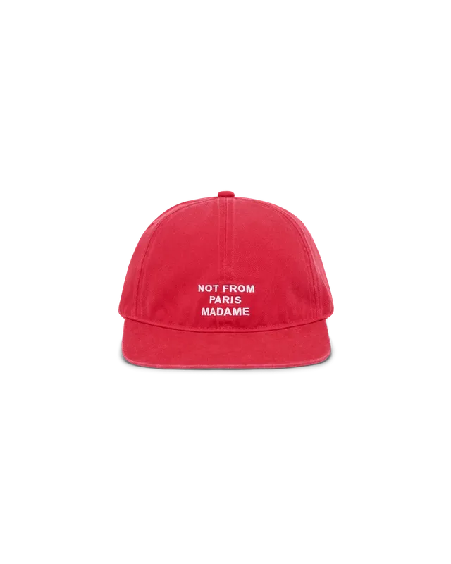 Drôle De Monsieur Flat Slogan Cap Rot 6-Panel Baumwolle