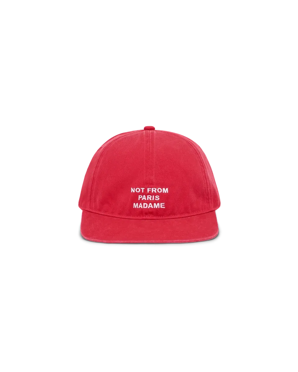 Drôle De Monsieur Flat Slogan Cap Rot 6-Panel Baumwolle