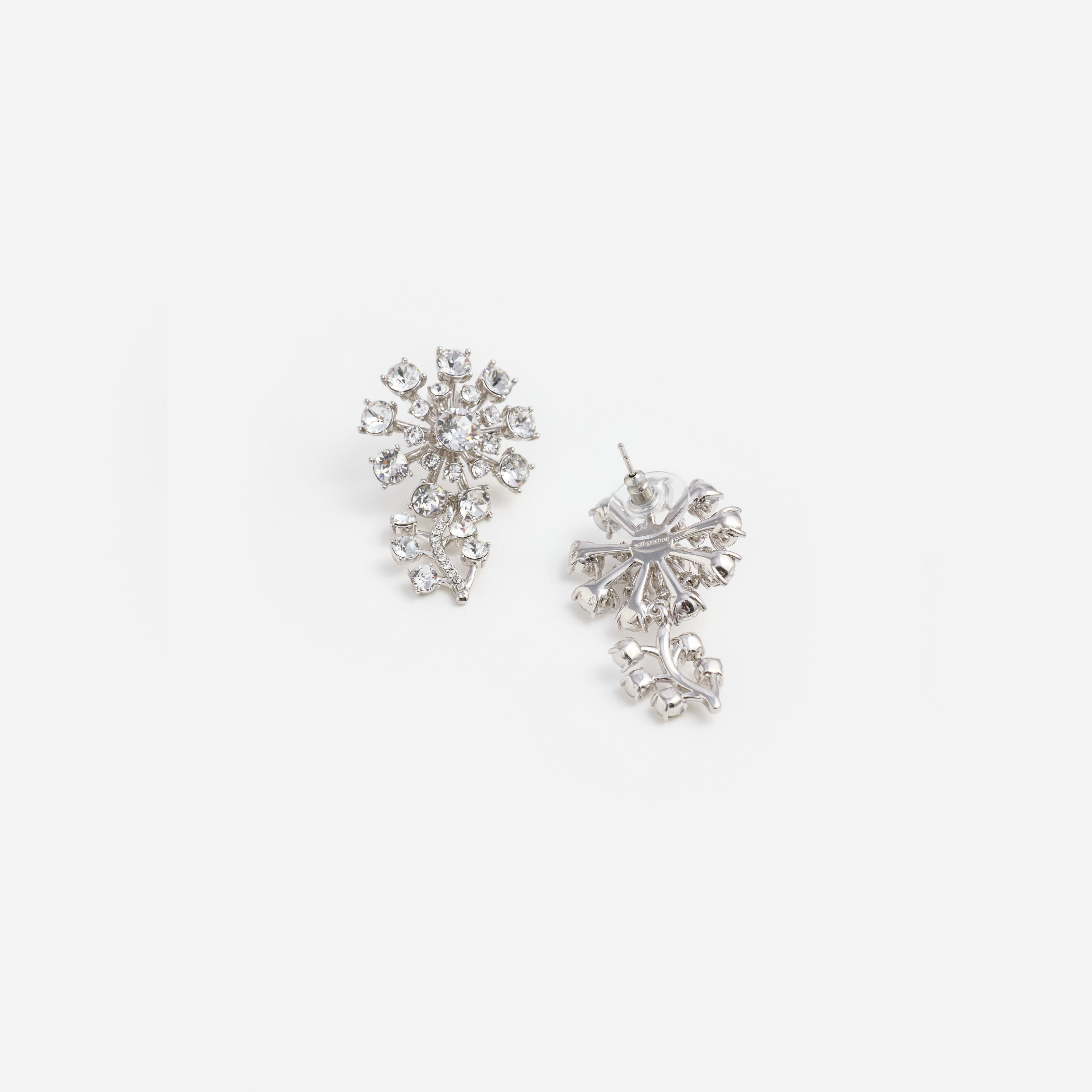 Self Portrait Small Silver Flower Crystal Ohrringe Silber