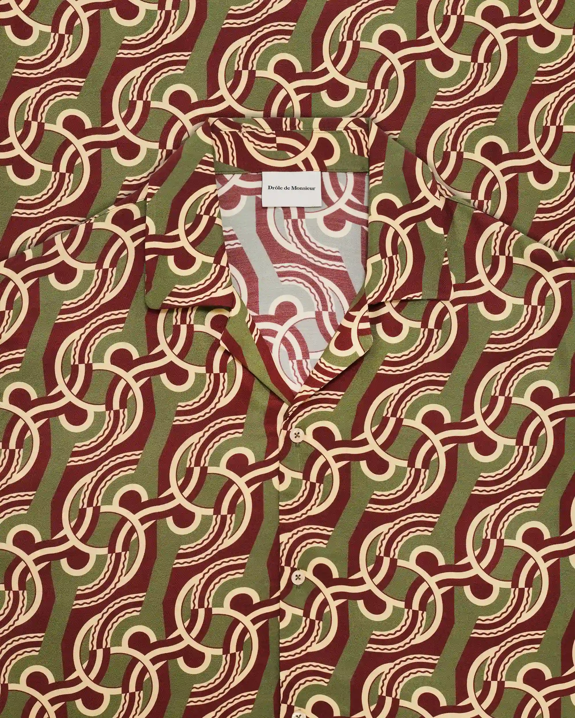 Drôle De Monsieur Chain Link Monogram Hemd Khaki Viskose