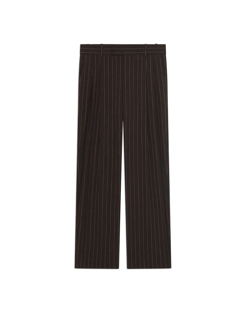 Drôle De Monsieur Le Pantalon Pinstripes Hose dunkelbraun Wolle