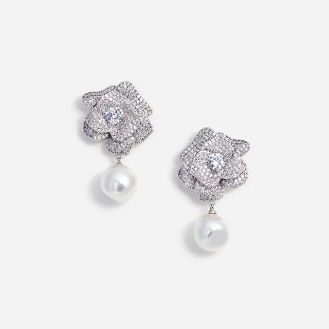 Self Portrait Jewellery Crystal Flower Pearl Ohrringe Silber