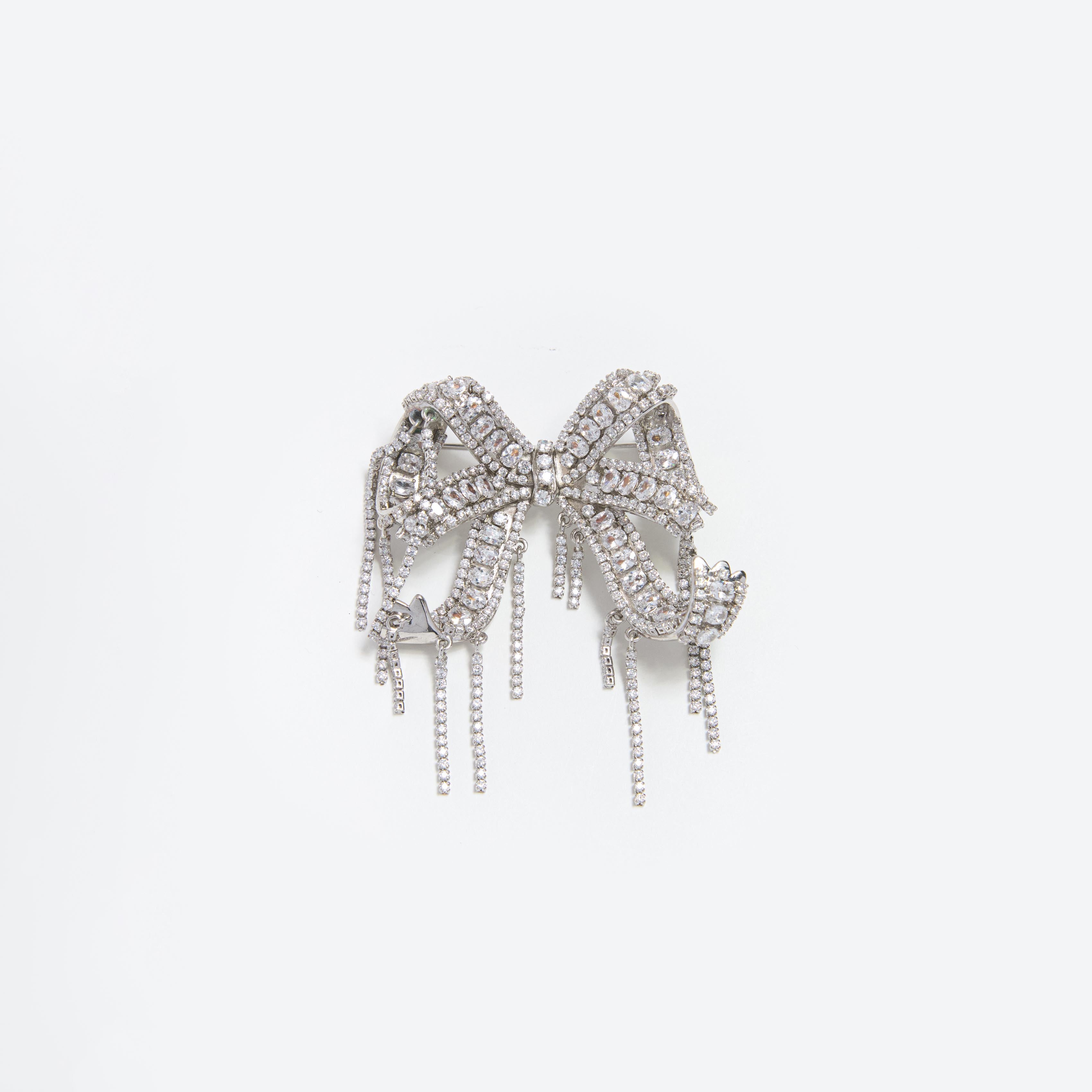 Self Portrait Crystal Bow Brosche Silber One Size Kristall