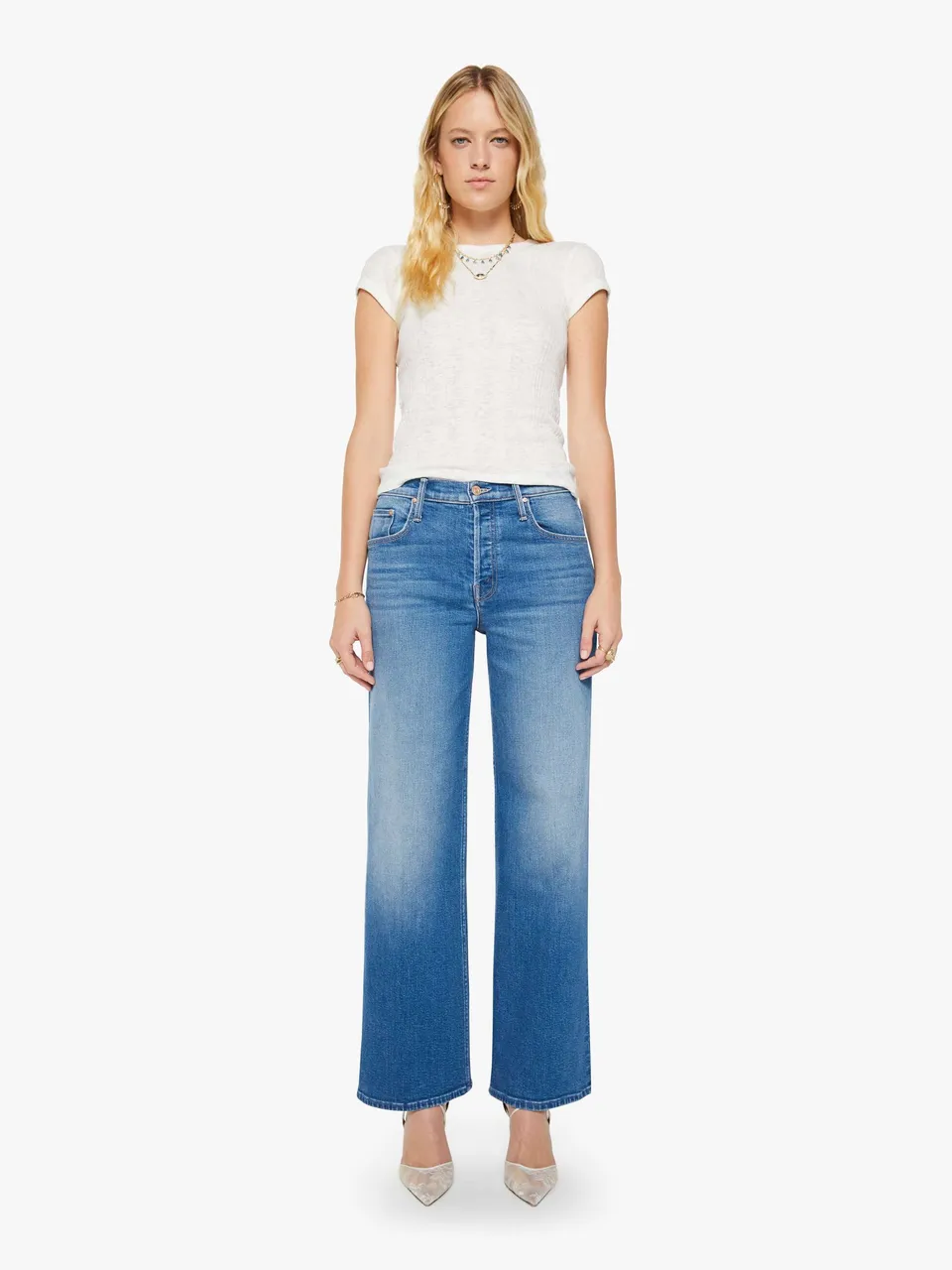 MOTHER Denim The Rerun Sneak Jeans Kissing The Caddy Wide Leg
