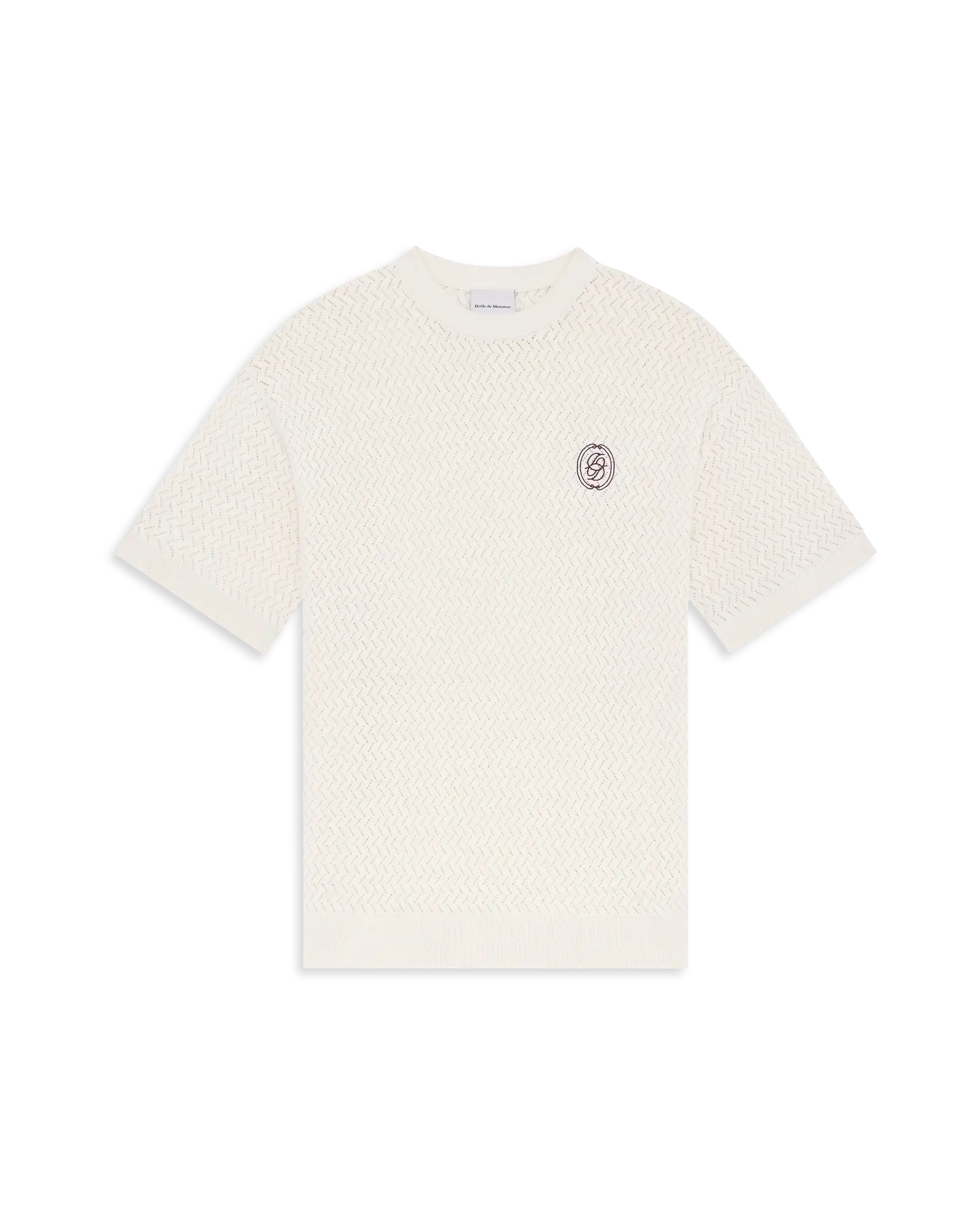 Drôle De Monsieur Ajourée D Miroir Strickshirt Off White Baumwolle