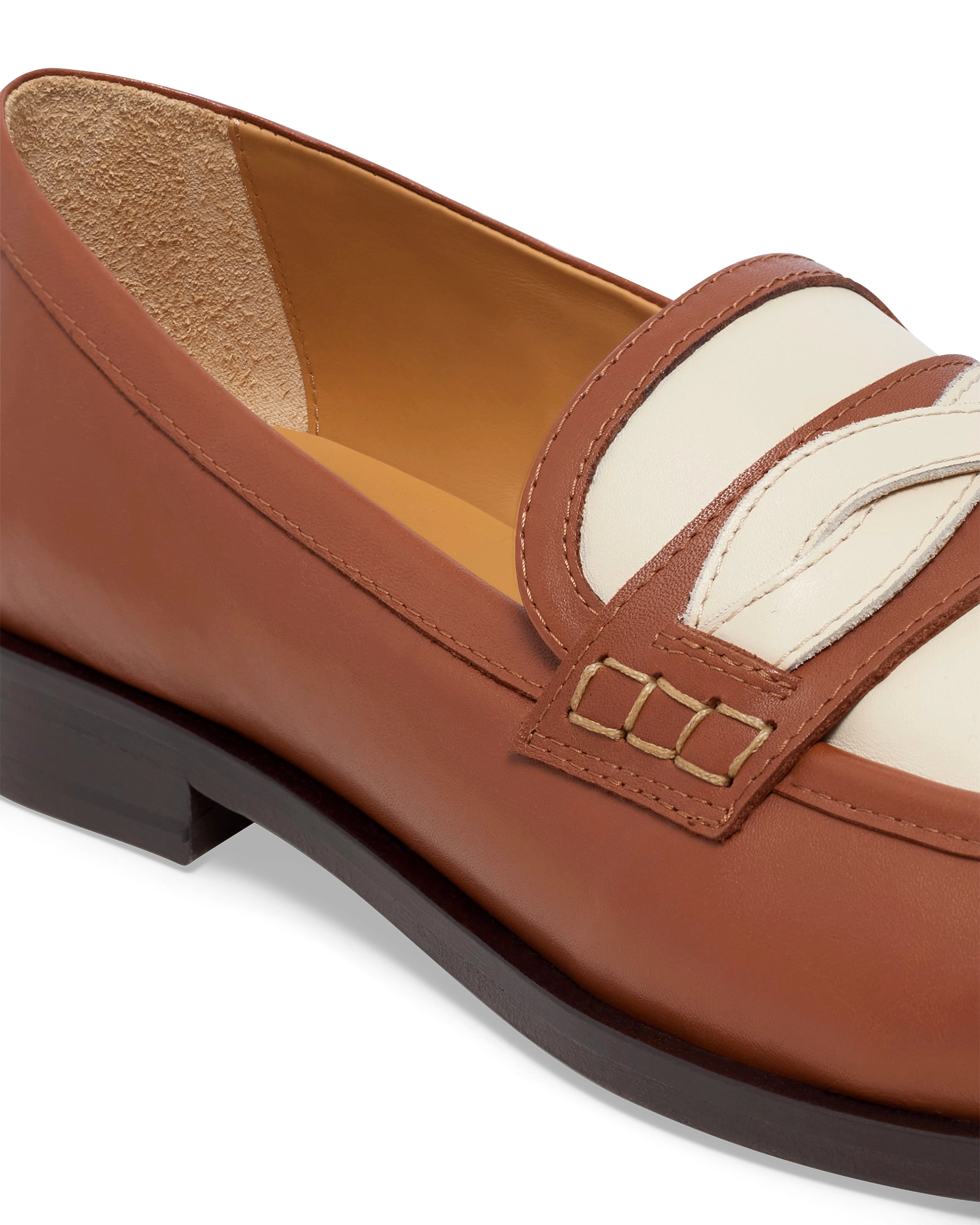 Drôle De Monsieur Mocassin Tresse Loafer Camel Leder